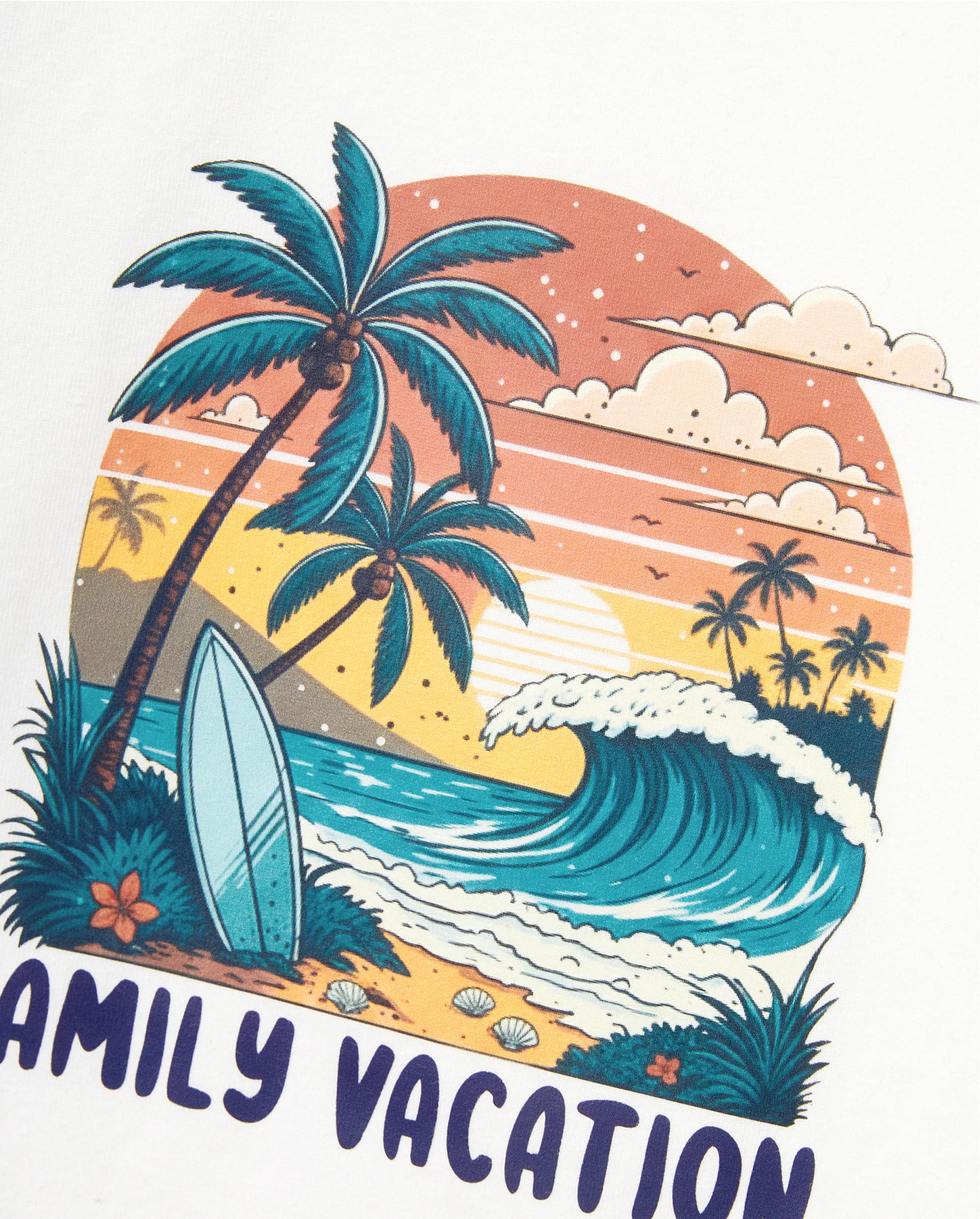 Mommy & me "Family Vacation" Graphic Cotton Tees Tropical Surf Print T-Shirt Multi-color - Image 6