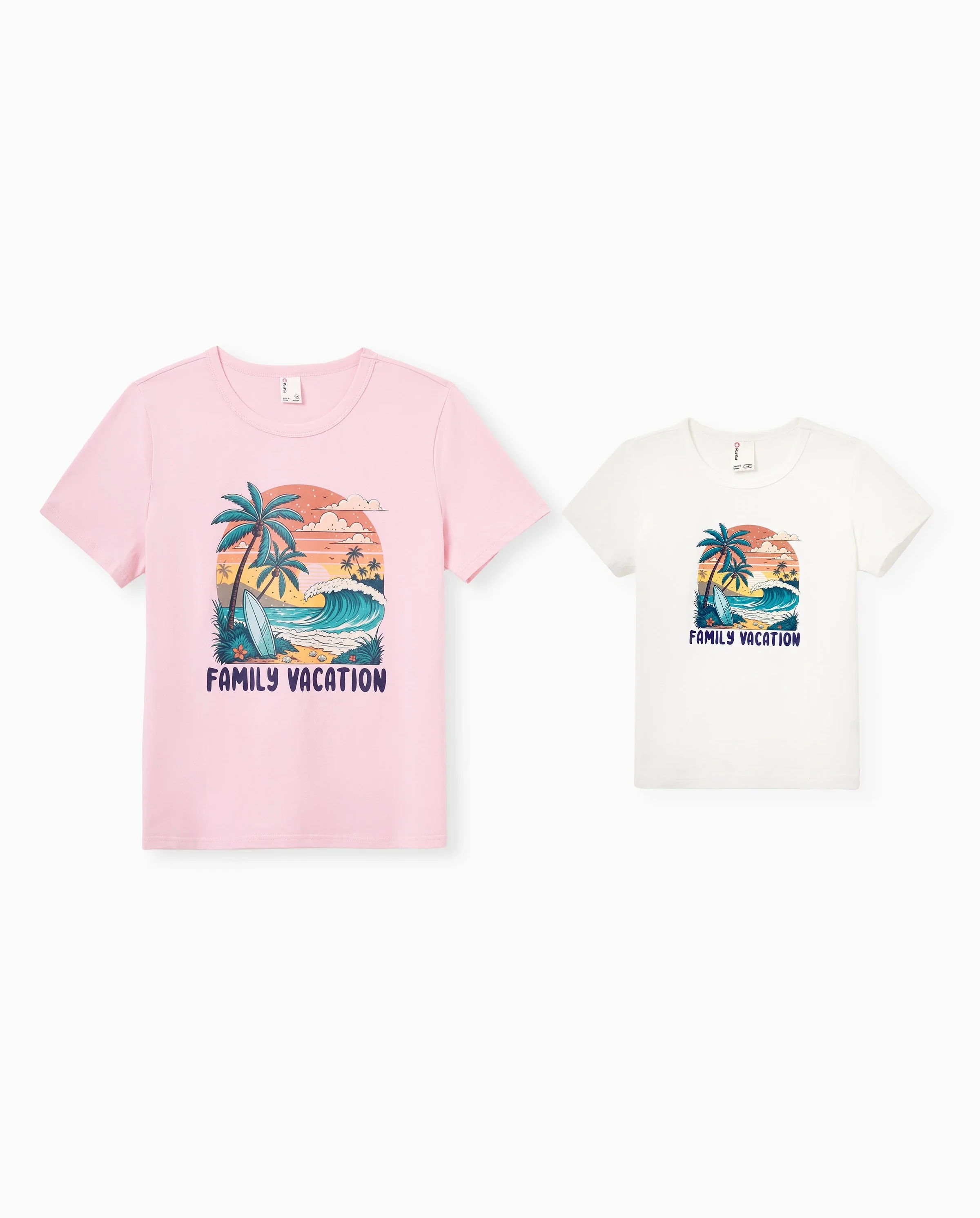 Mommy & me "Family Vacation" Graphic Cotton Tees Tropical Surf Print T-Shirt Multi-color - Image 7