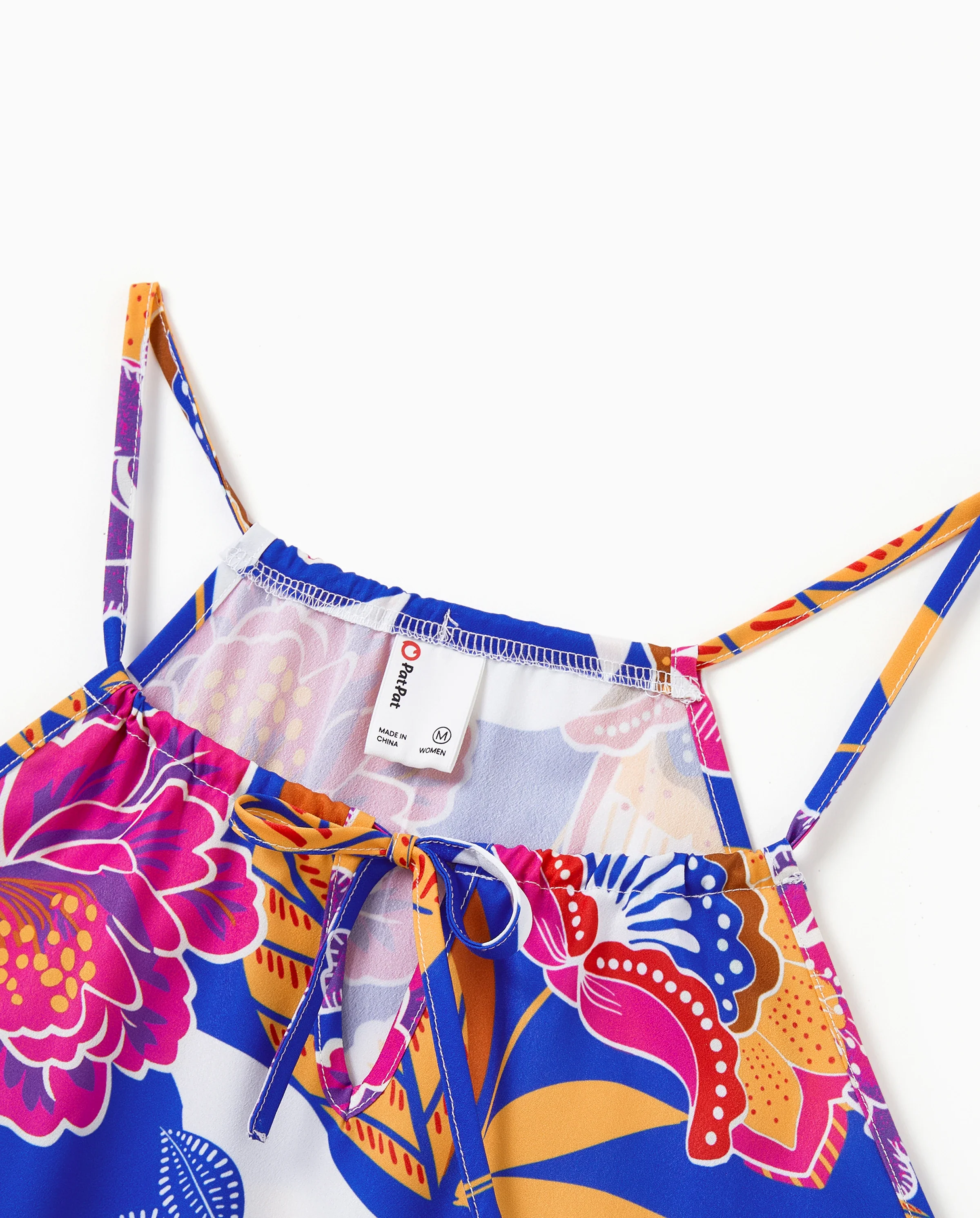 Mommy & me Hawaiian Outfits Tropical Floral Print Vacation Clothes Strap Belted Dress Navy - Image 6