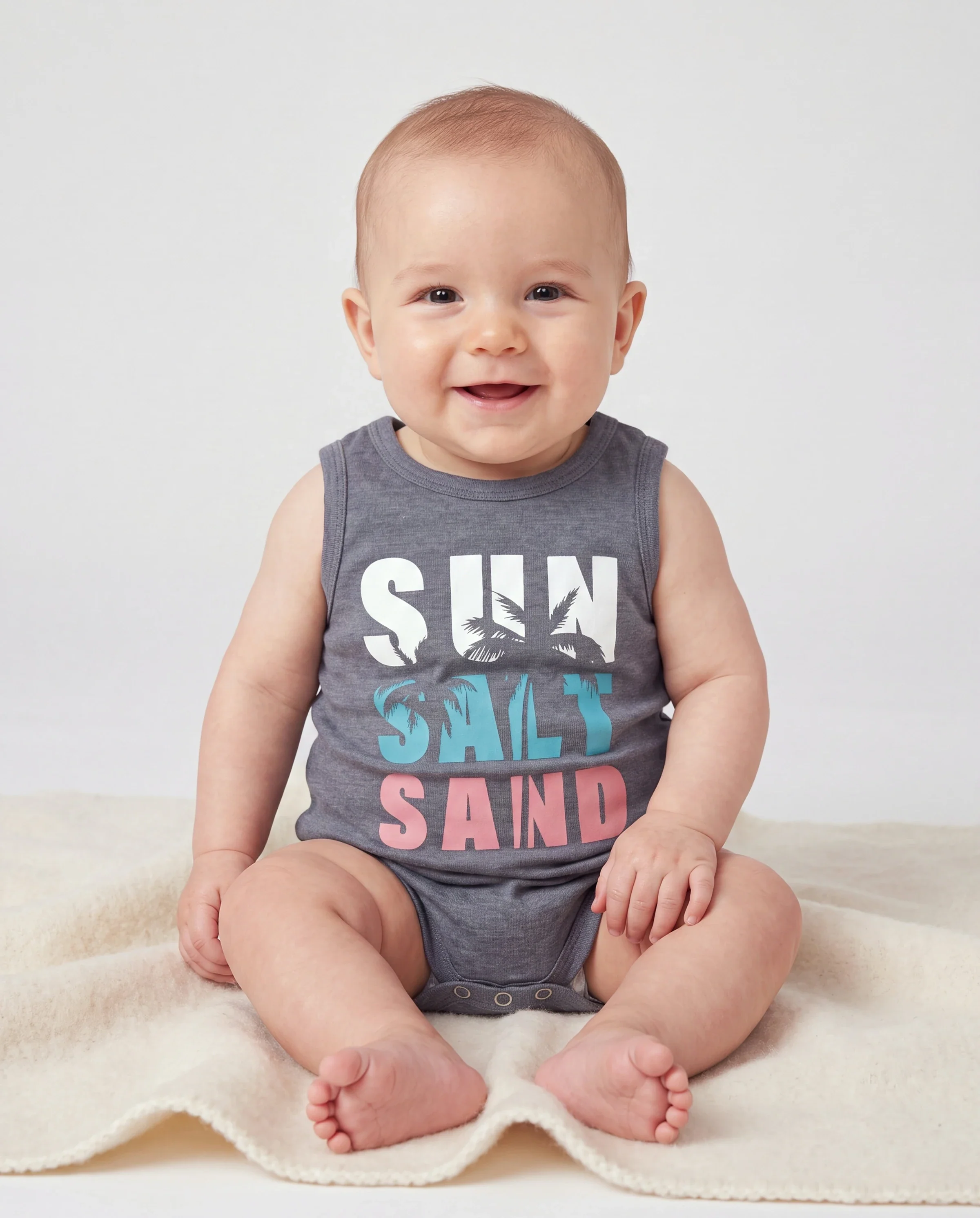 Mommy & me Letter Print Sleeveless Tank Dress Set Grey - Image 4