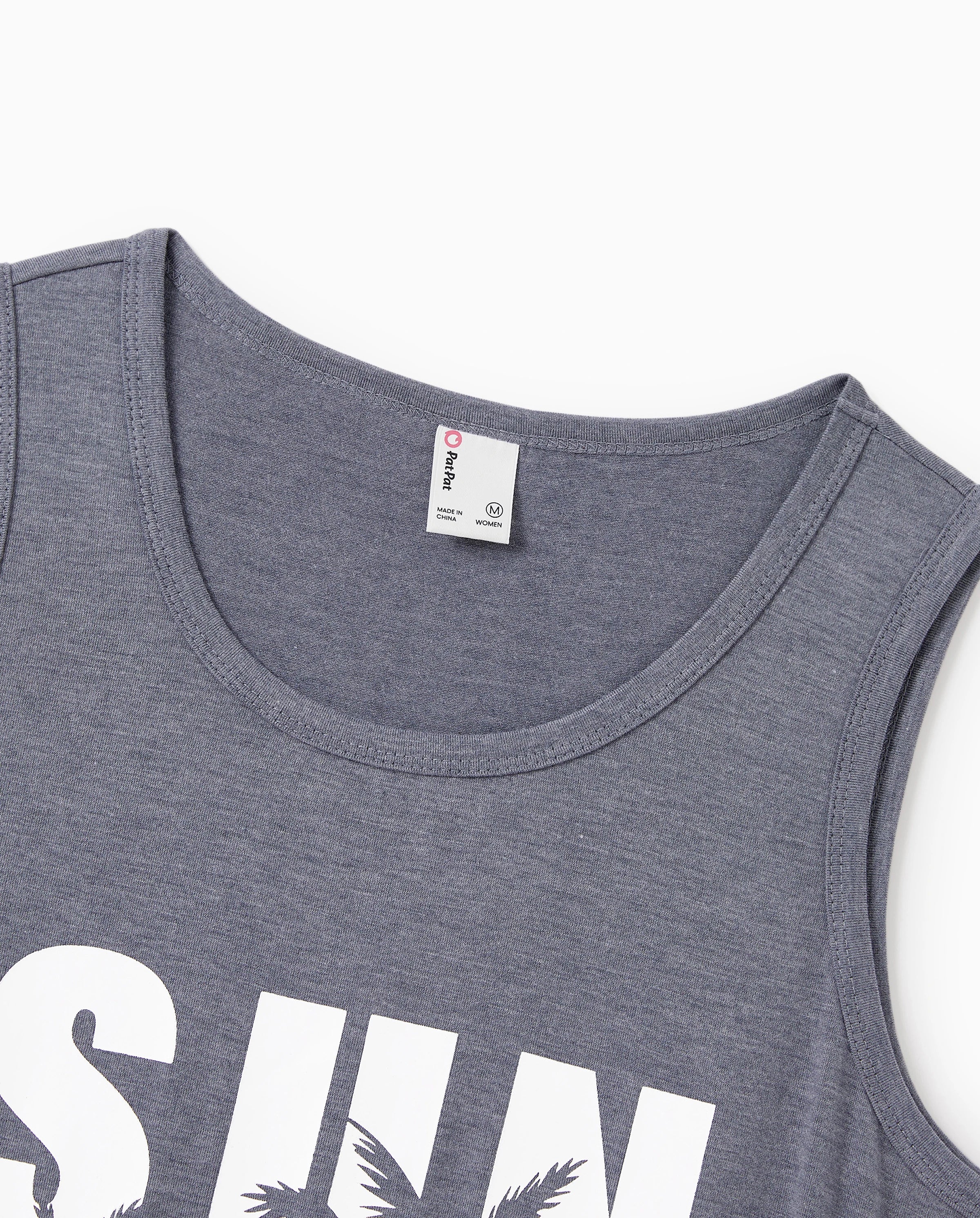 Mommy & me Letter Print Sleeveless Tank Dress Set Grey - Image 6