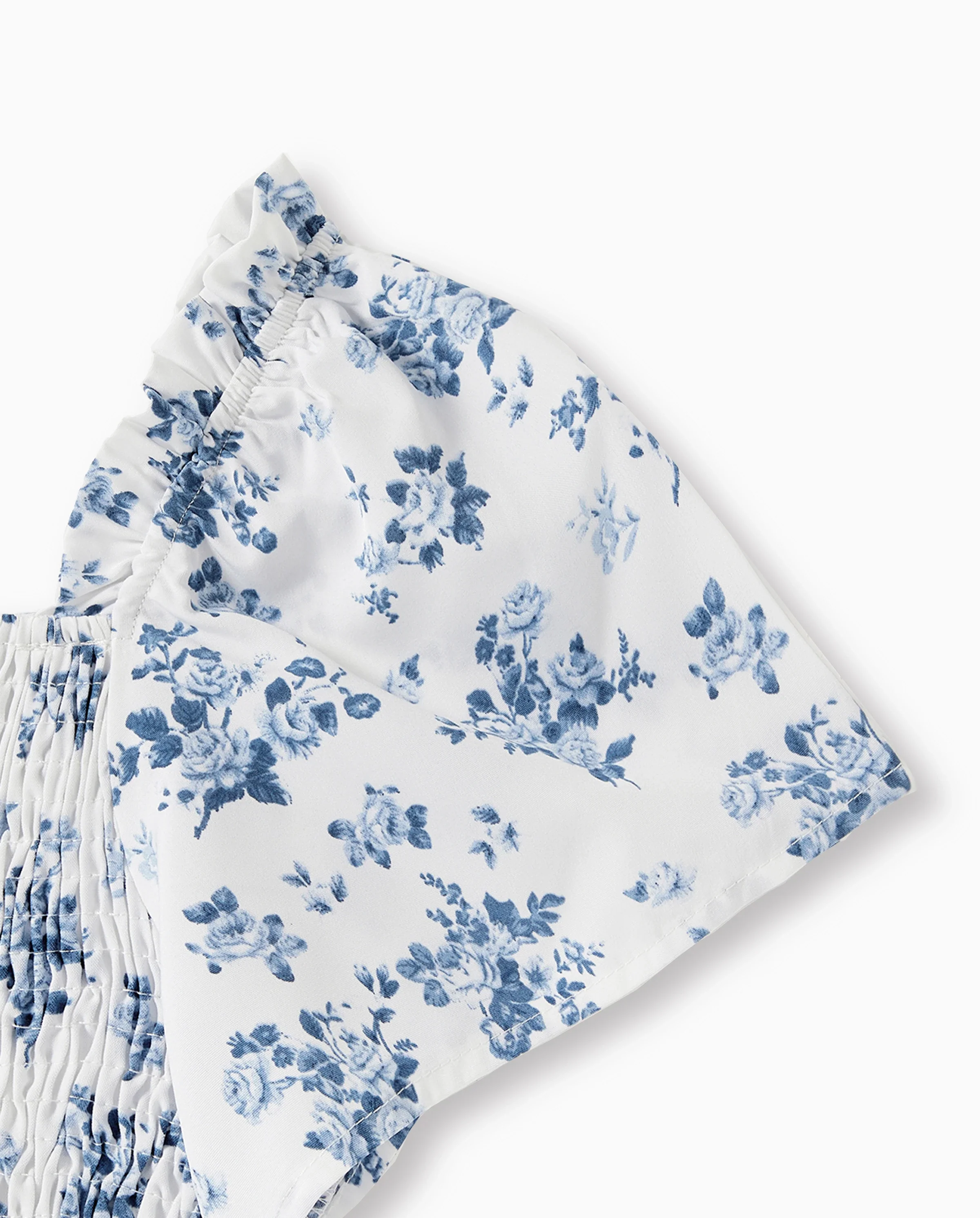 Mommy & me Outfit: Floral Smocking Casual Suit BLUEWHITE - Image 6