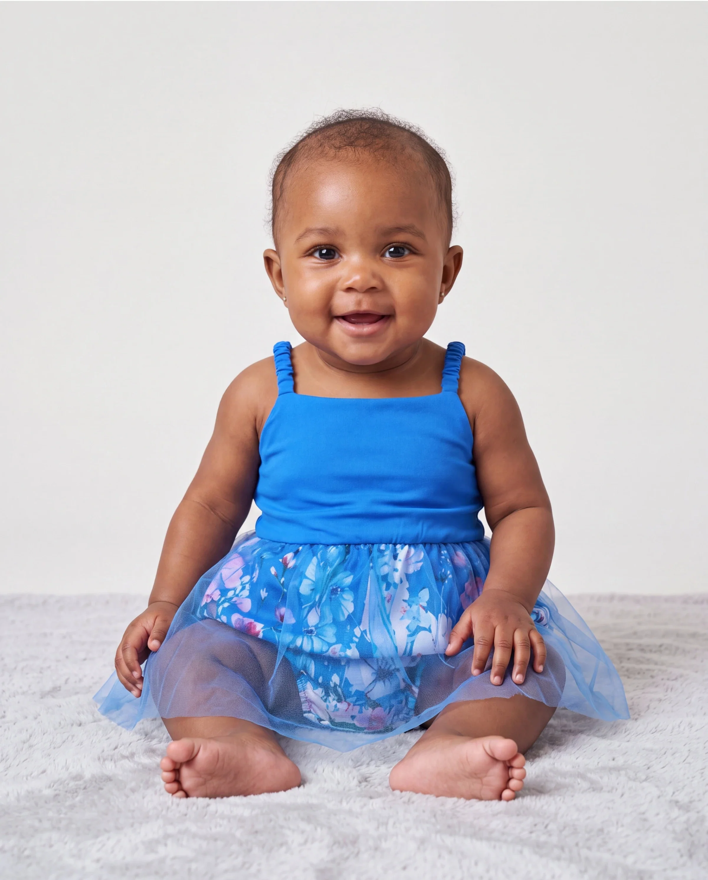 Mommy & me Outfits Set Floral Sleeveless Dress or Short-sleeve T-shirt Blue - Image 4