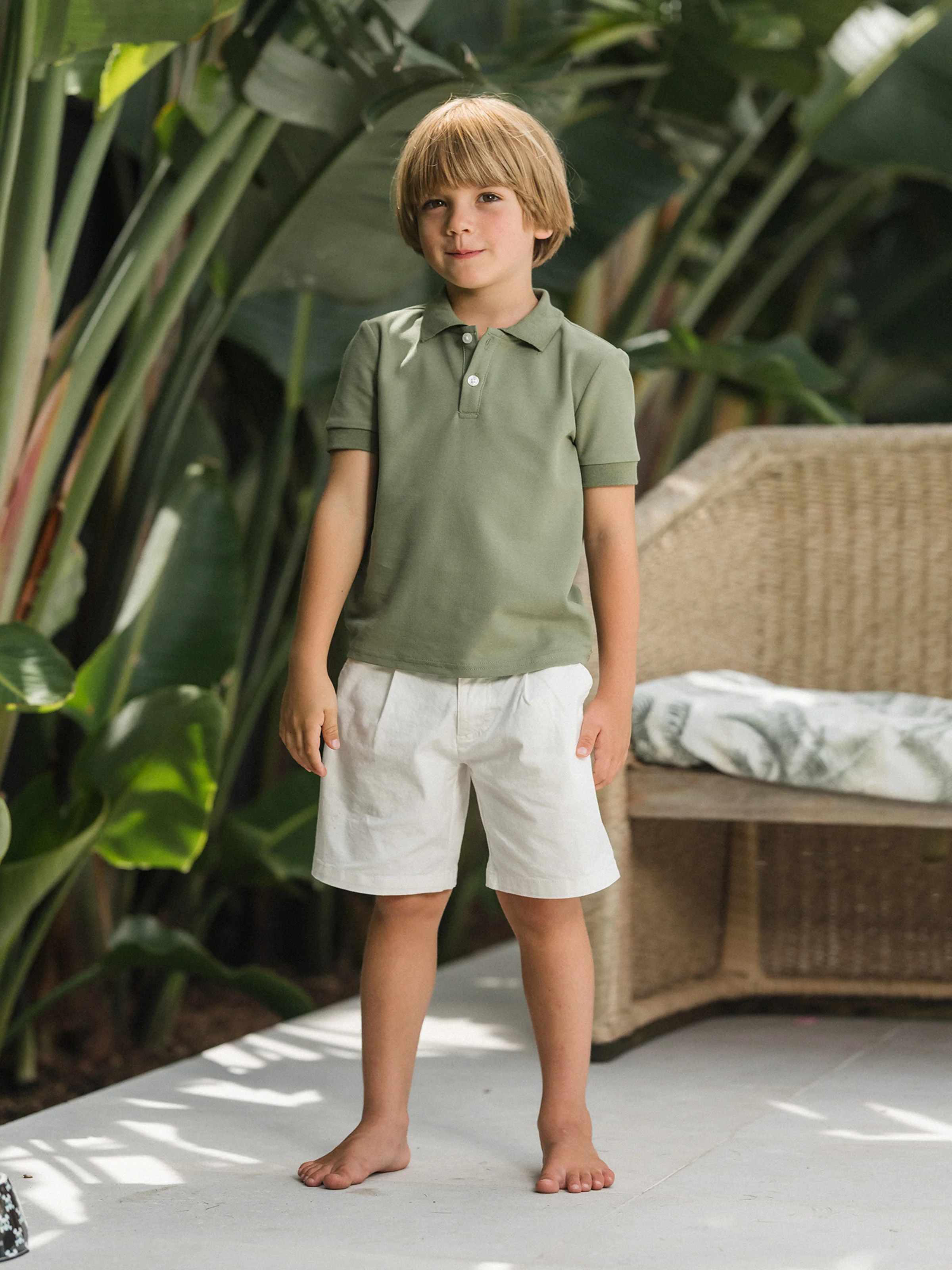 Mommy & me Polo Collar Short-sleeve Shirt or V-neck Strappy Mesh Dress Green - Image 5
