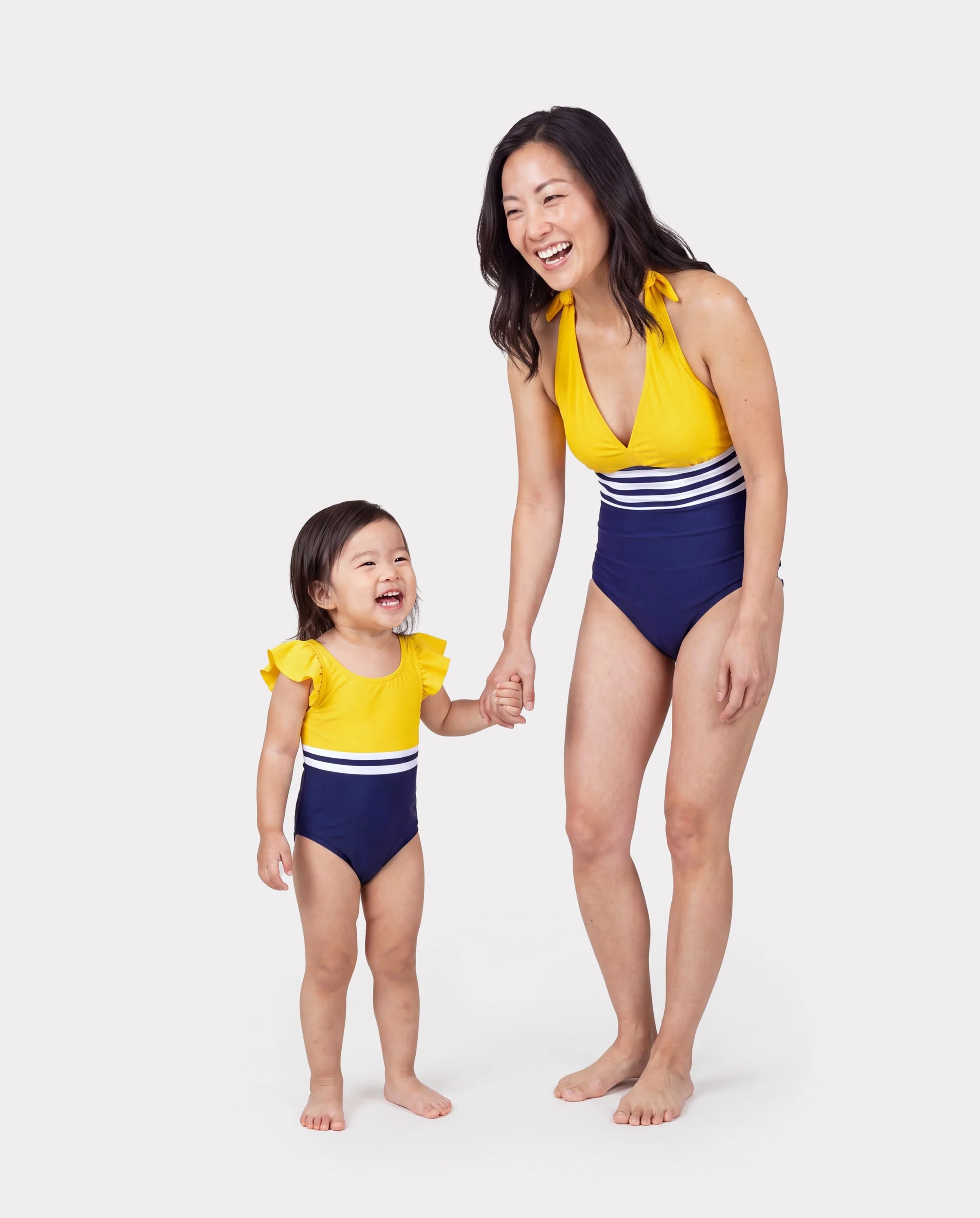 Mommy & me Stripe & Colorblock Spliced One Piece Swimsuit