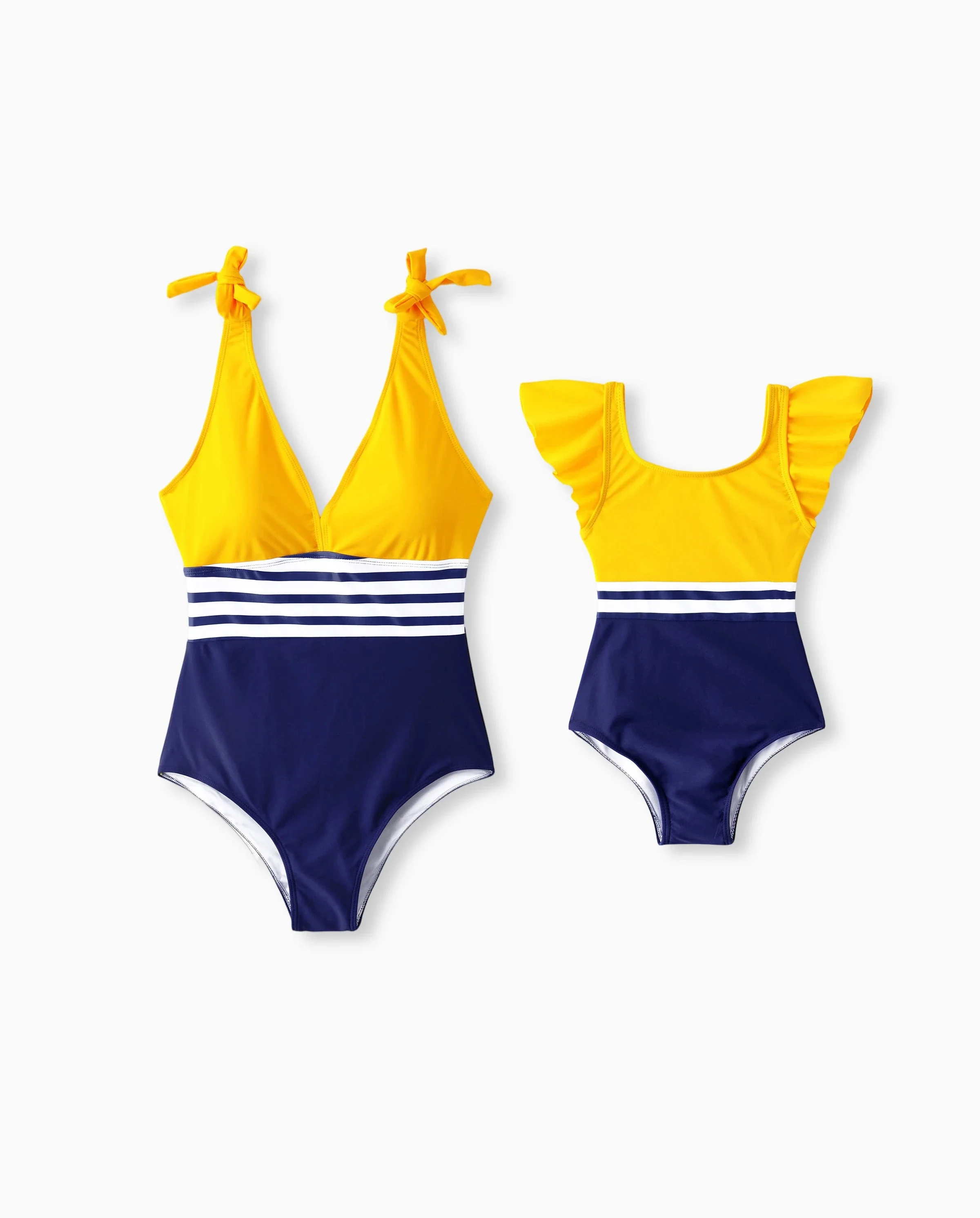 Mommy & me Stripe & Colorblock Spliced One Piece Swimsuit - Image 7