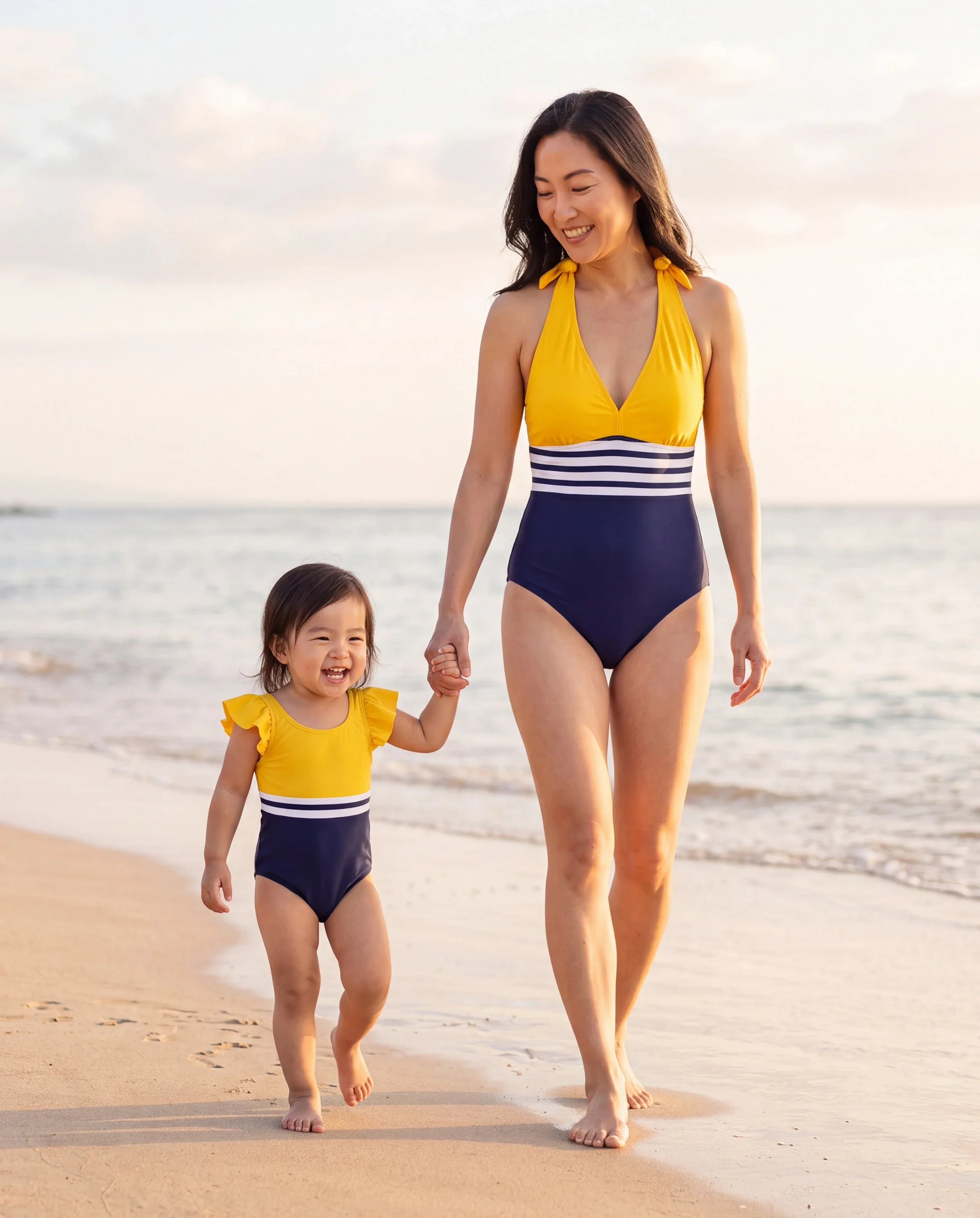 Mommy & me Stripe & Colorblock Spliced One Piece Swimsuit - Image 8