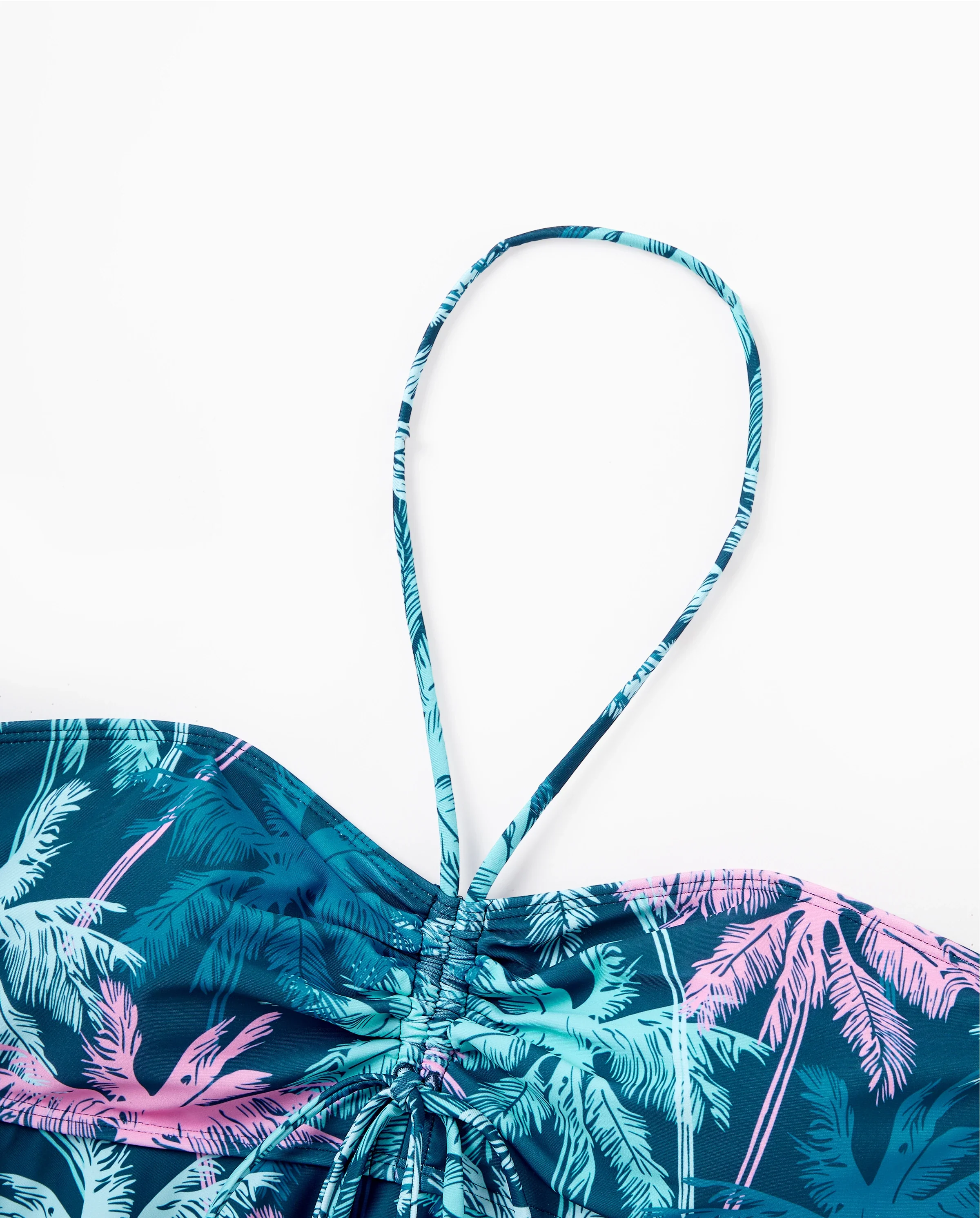 Mommy & me Swimsuits Tropical Palm Tree Print, Mommy and Me Ruffle two-piece Swimsuit, Beach Vacation Swimwear Turquoise - Image 6