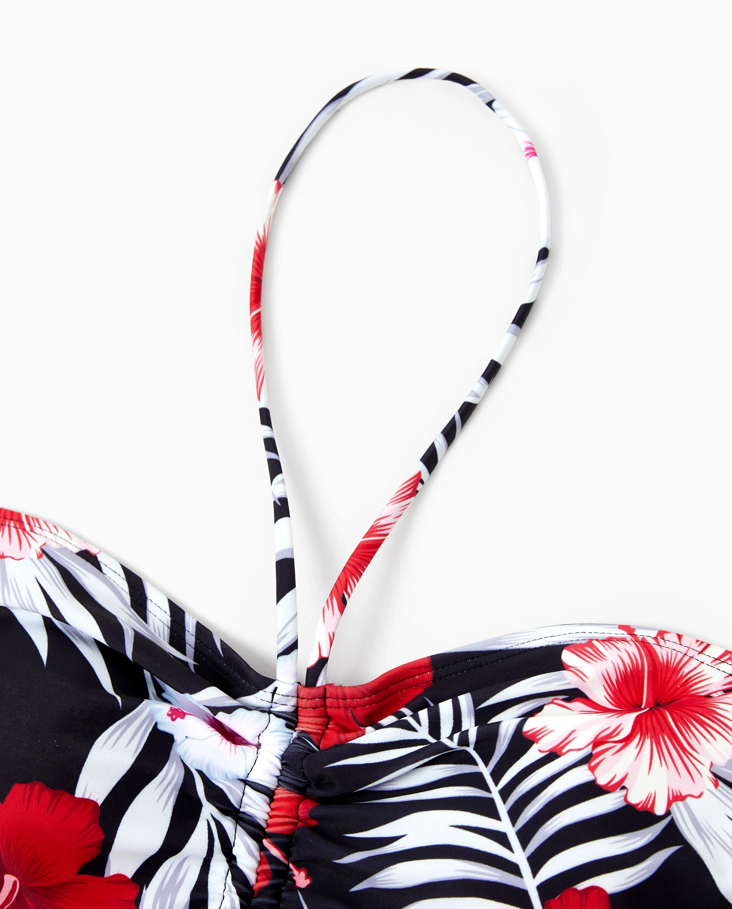 Mommy & me Tropical Floral 2 Pieces Halter Swimsuit Black - Image 5