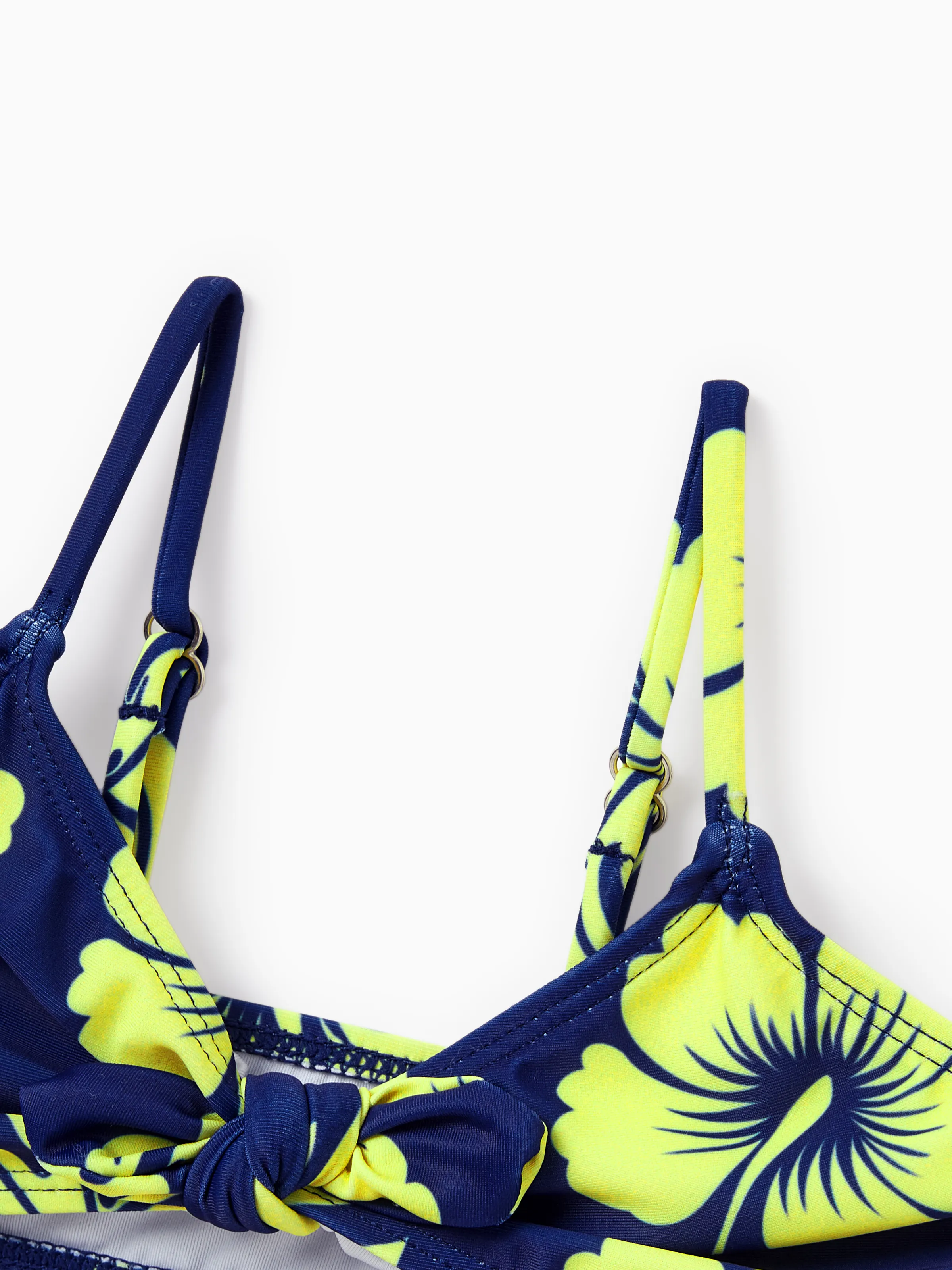 Mommy & me Tropical Floral Swimsuits Halter Bikini & Swim Trunks Set Deep Blue - Image 16
