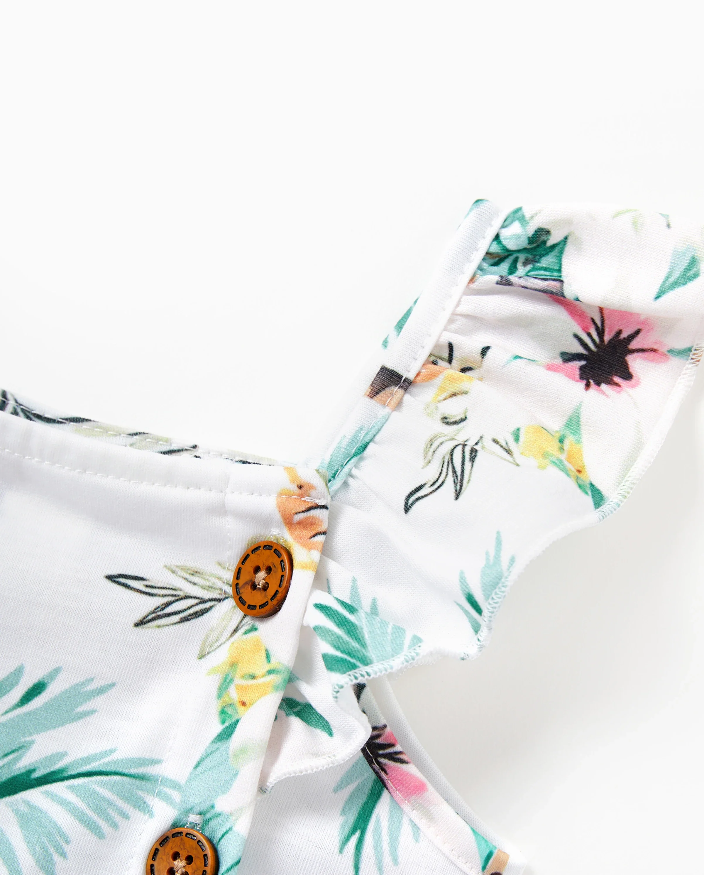 Mommy & me Tropical Print Outfits Mommy & Me Tank Dress & Kids Cotton T-Shirt Set Green - Image 8
