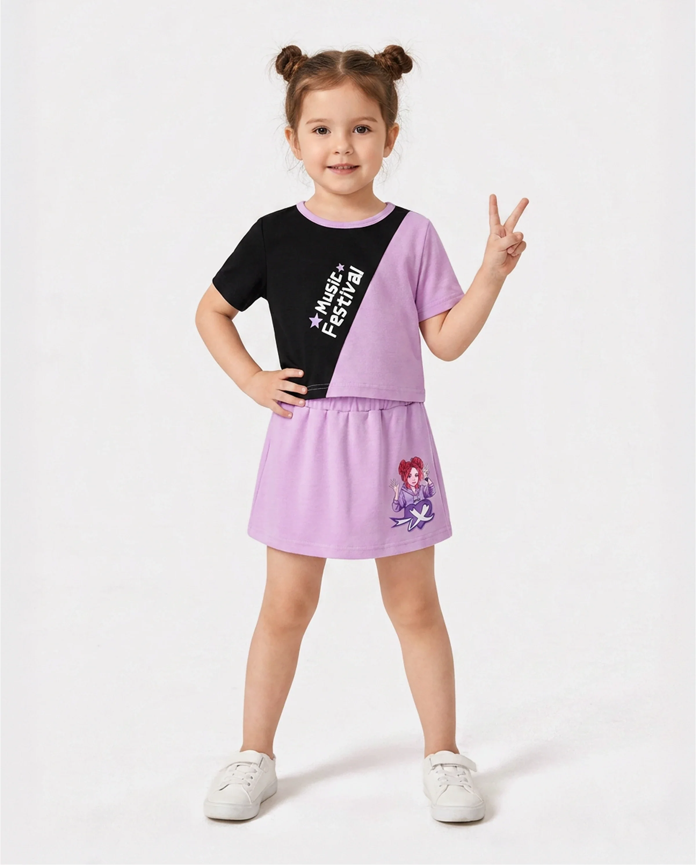 NEON Pop Toddler Girl Skort Set Purple - Image 2