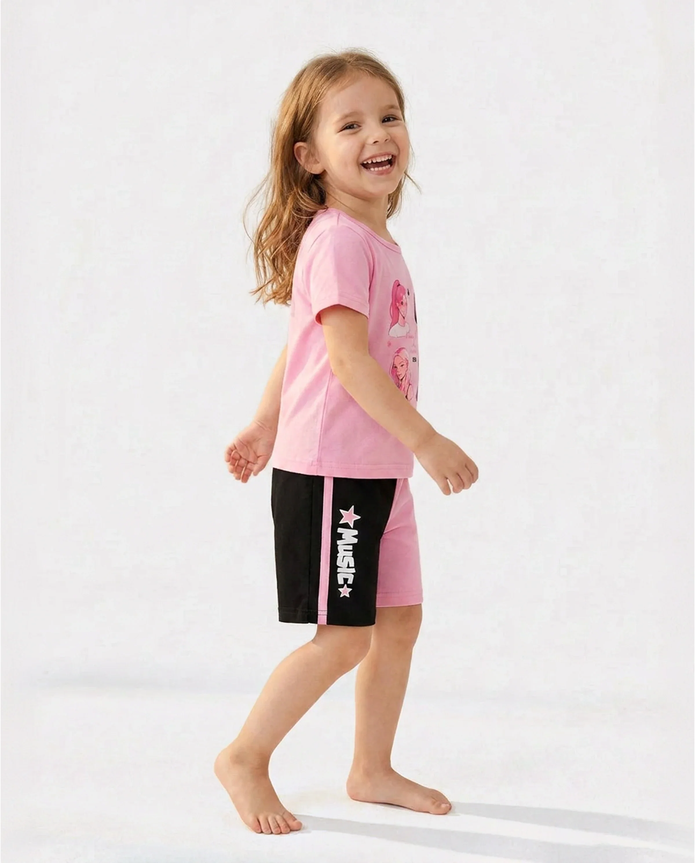 NEON Pop Toddler Girl Top & Shorts Set Pink - Image 3
