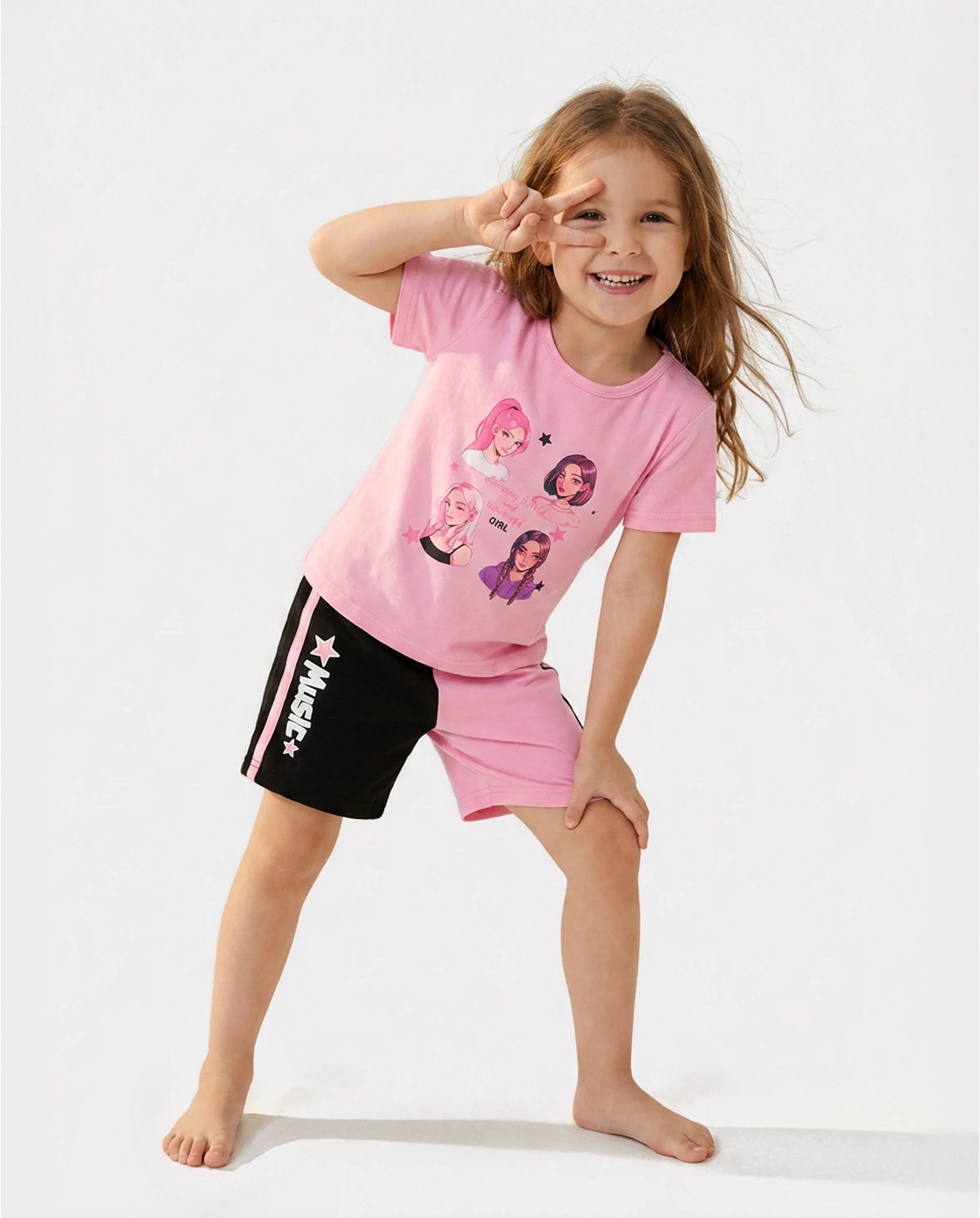 NEON Pop Toddler Girl Top & Shorts Set Pink - Image 4