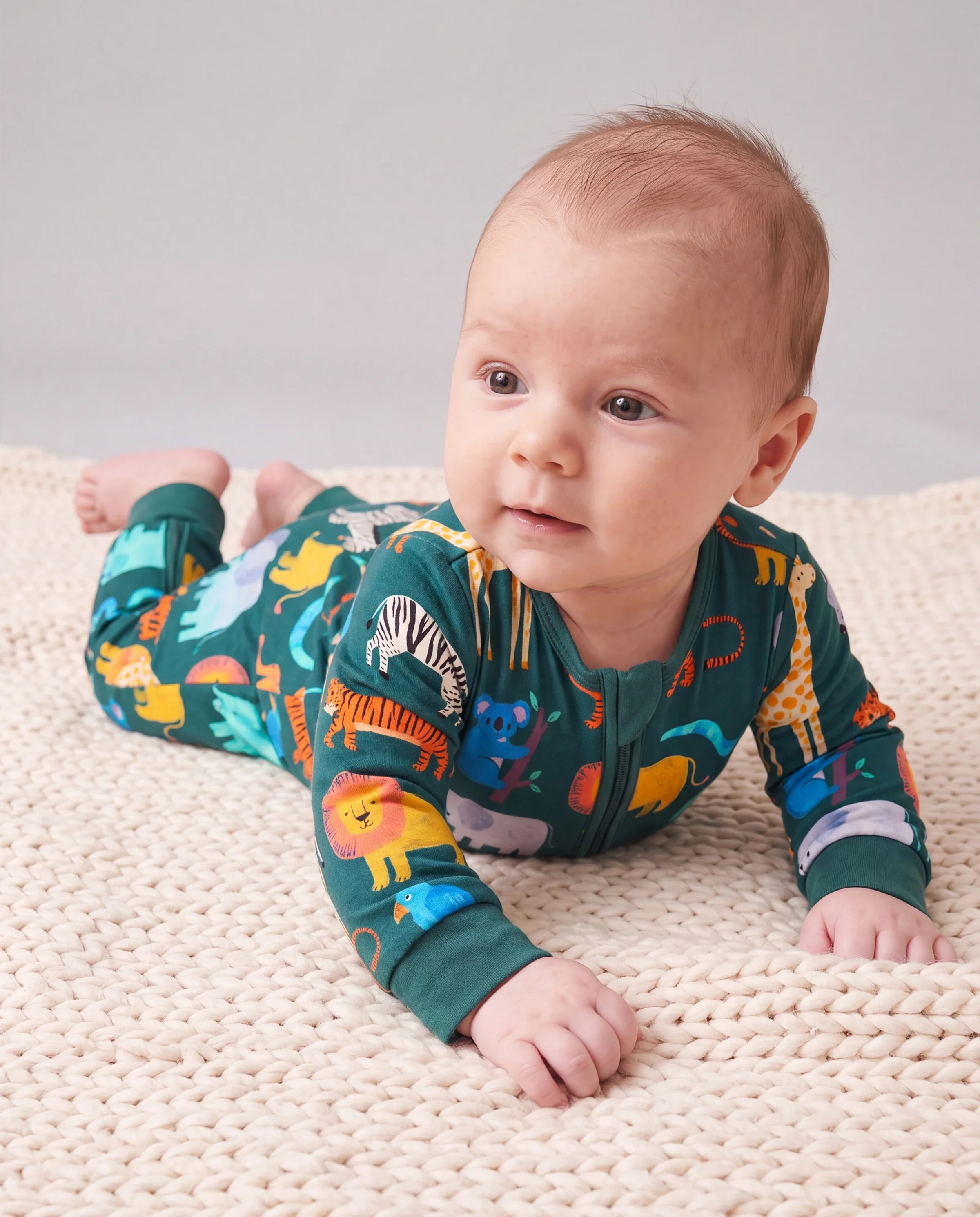 Little Explorers Bamboo Zip-Up Baby Pajamas - Image 2