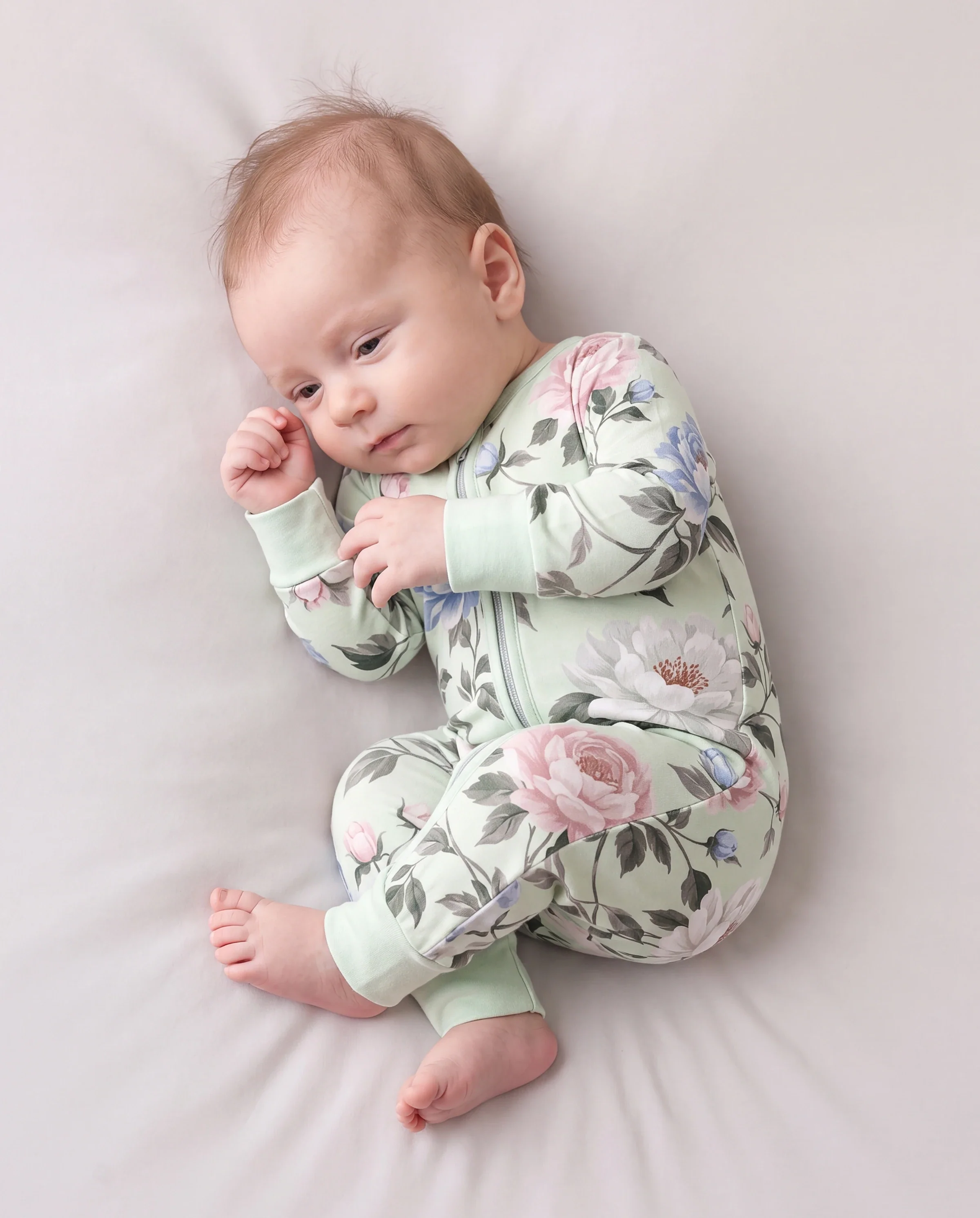 Bloom & Blossoms Bamboo Zip-Up Baby Pajamas - Image 2