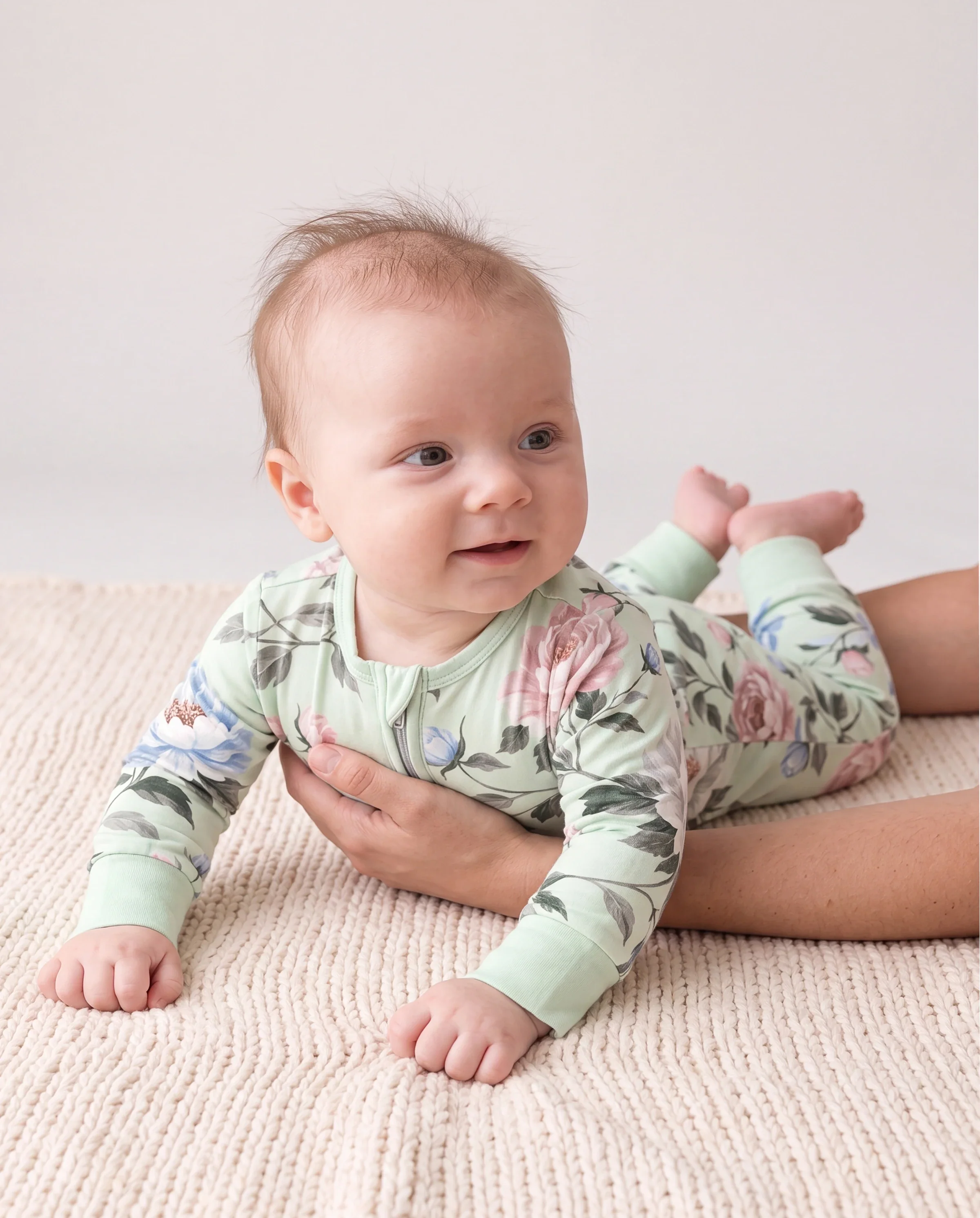 Bloom & Blossoms Bamboo Zip-Up Baby Pajamas - Image 3