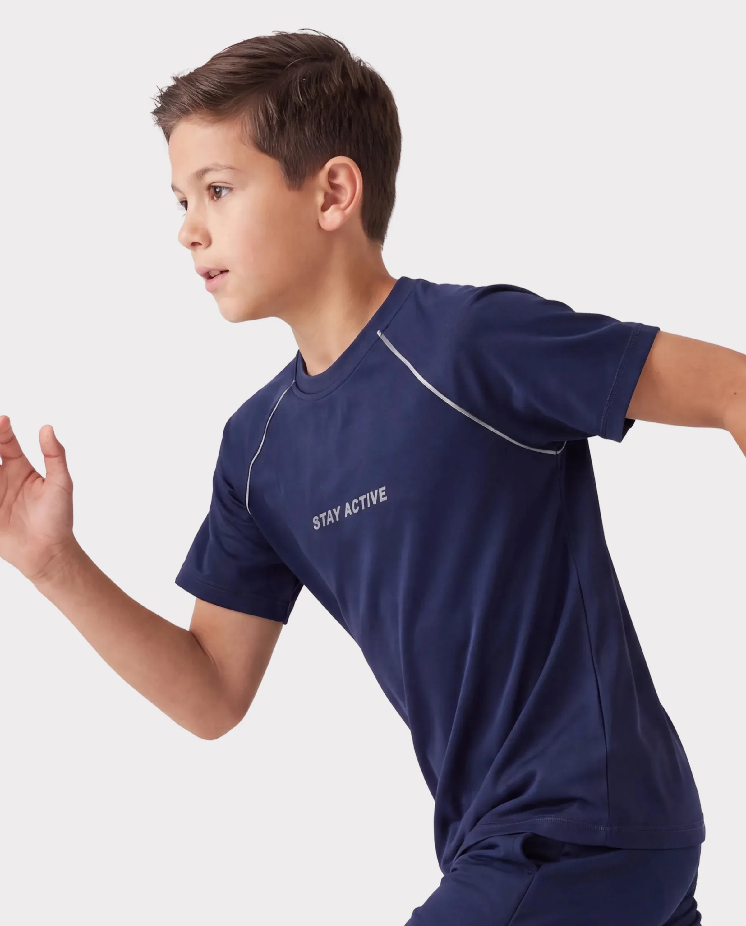 PatPat Lightflow Activewear Kid Boy Athletic Ultra Lightweight & Quick Dry Short Sleeve T-Shirt Deep Blue - Image 4