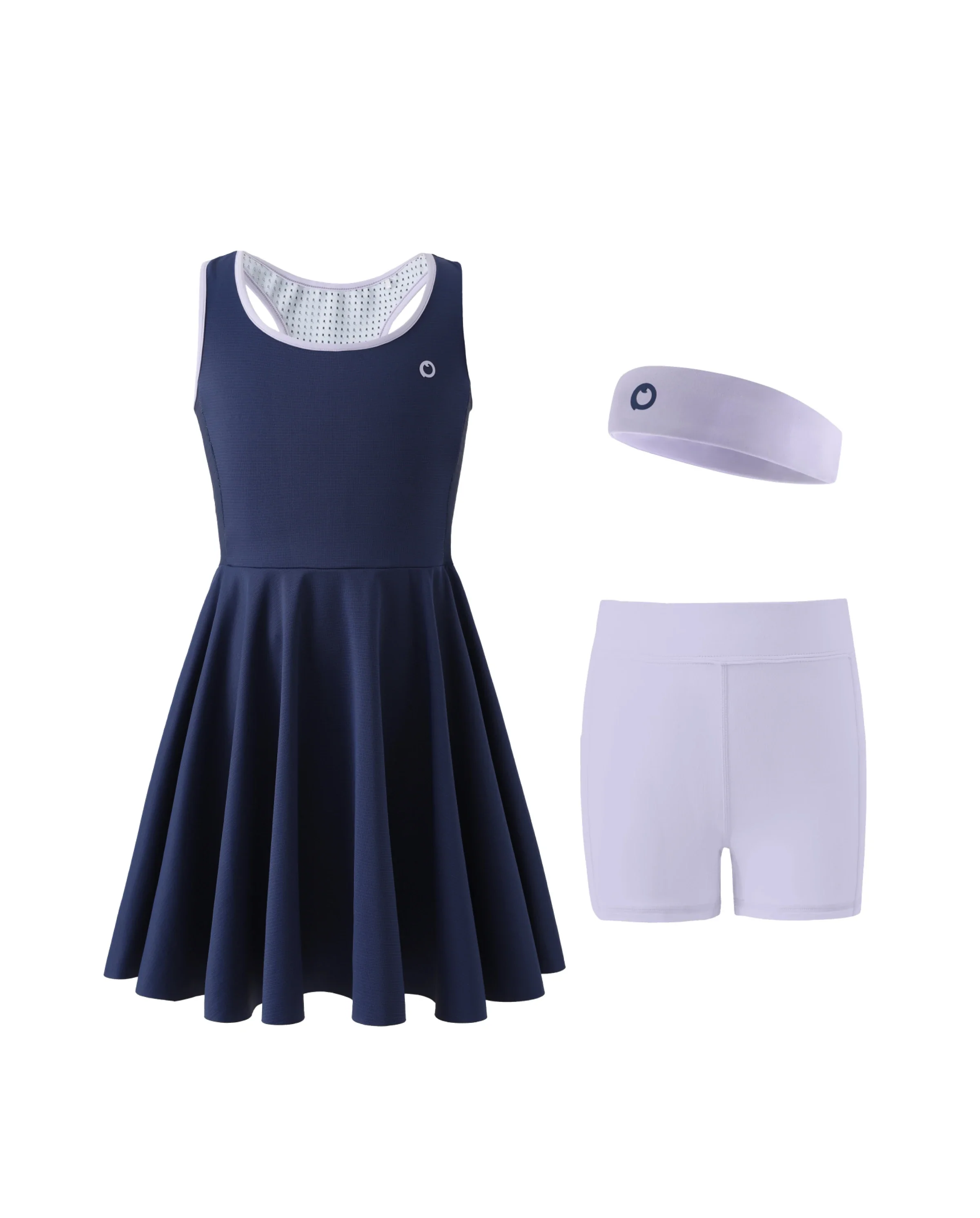 PatPat Rapidair activewear Kid Girl Tennis Dress with Headband & Shorts with Pockets Deep Blue - Image 6