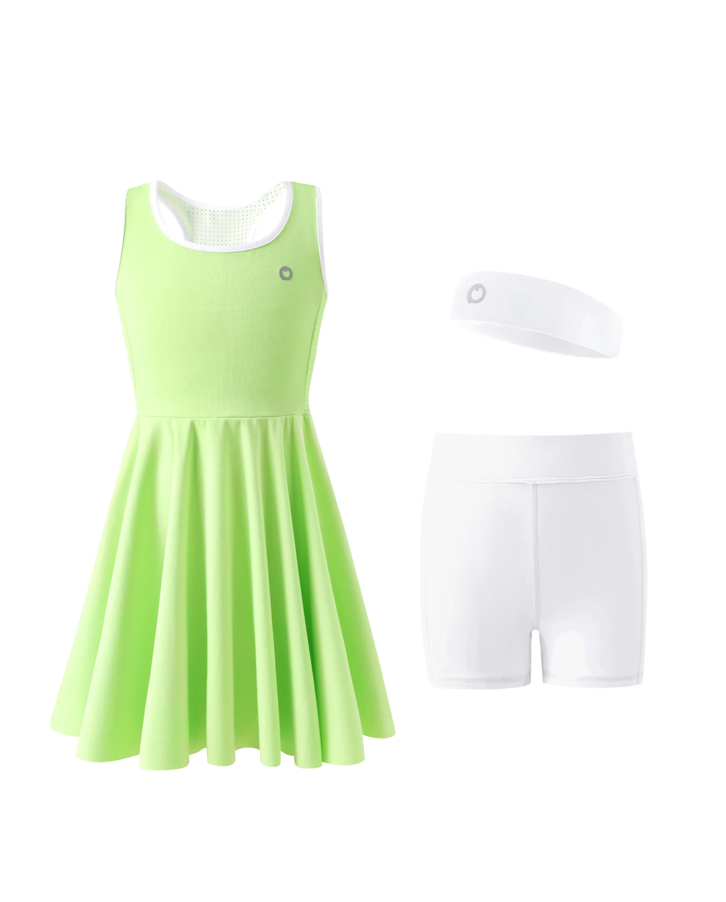 PatPat Rapidair activewear Kid Girl Tennis Dress with Headband & Shorts with Pockets Green - Image 6