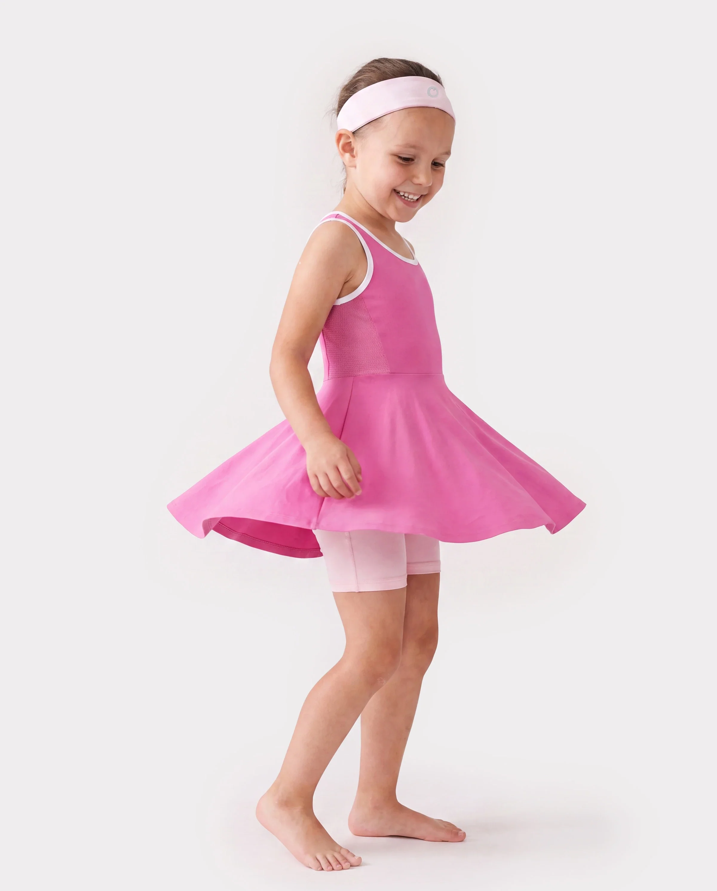 PatPat Rapidair activewear Kid Girl Tennis Dress with Headband & Shorts with Pockets Hot Pink - Image 3