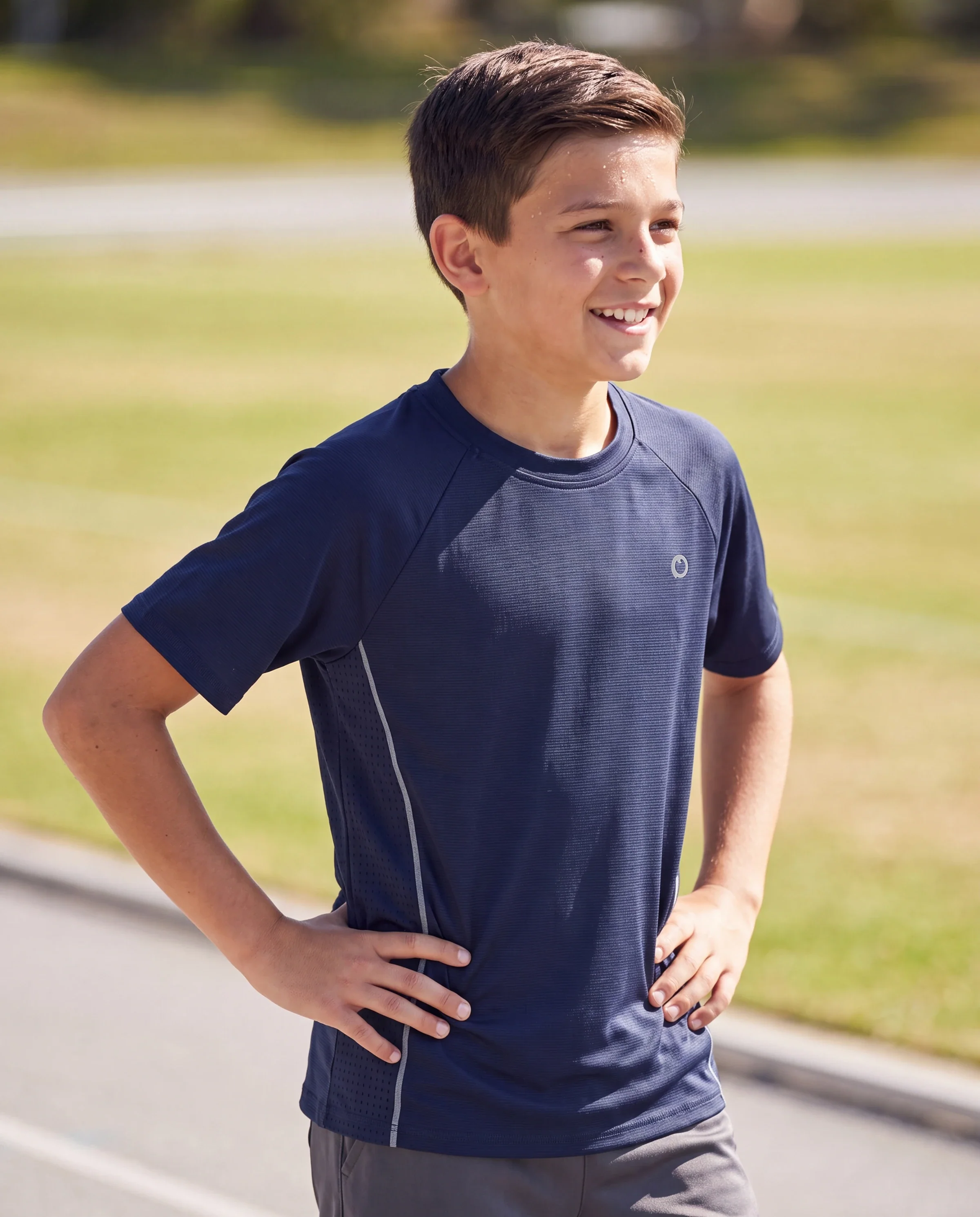 PatPat Rapidair activewear Kids Boy/Girl Athletic Quick-Dry & Instant-Cooling UPF 100+ Rash Guard T-Shirt Deep Blue - Image 8