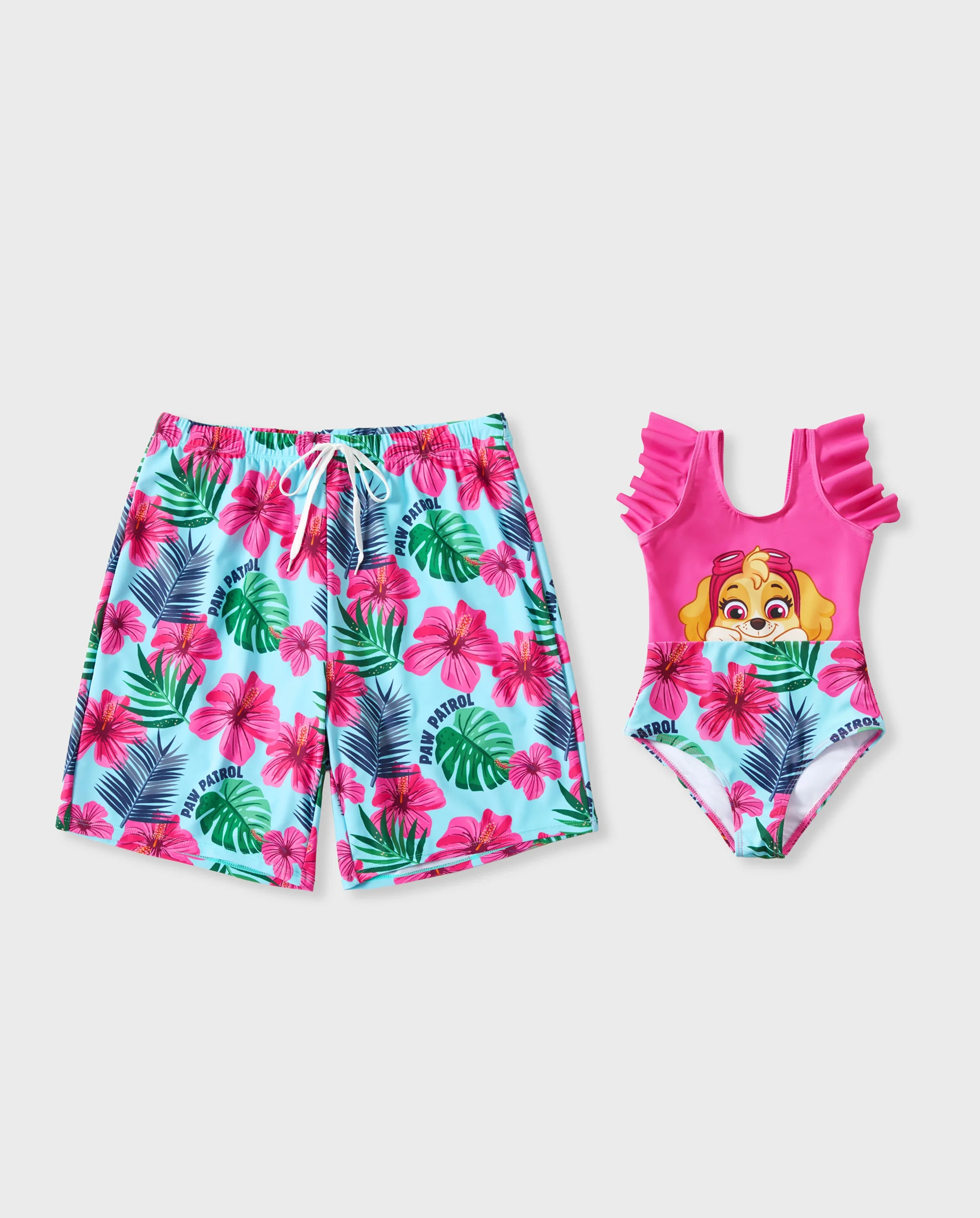 PAW Patrol Daddy & Daughter Large Flower All-over Print Swimsuit Roseo - Image 7