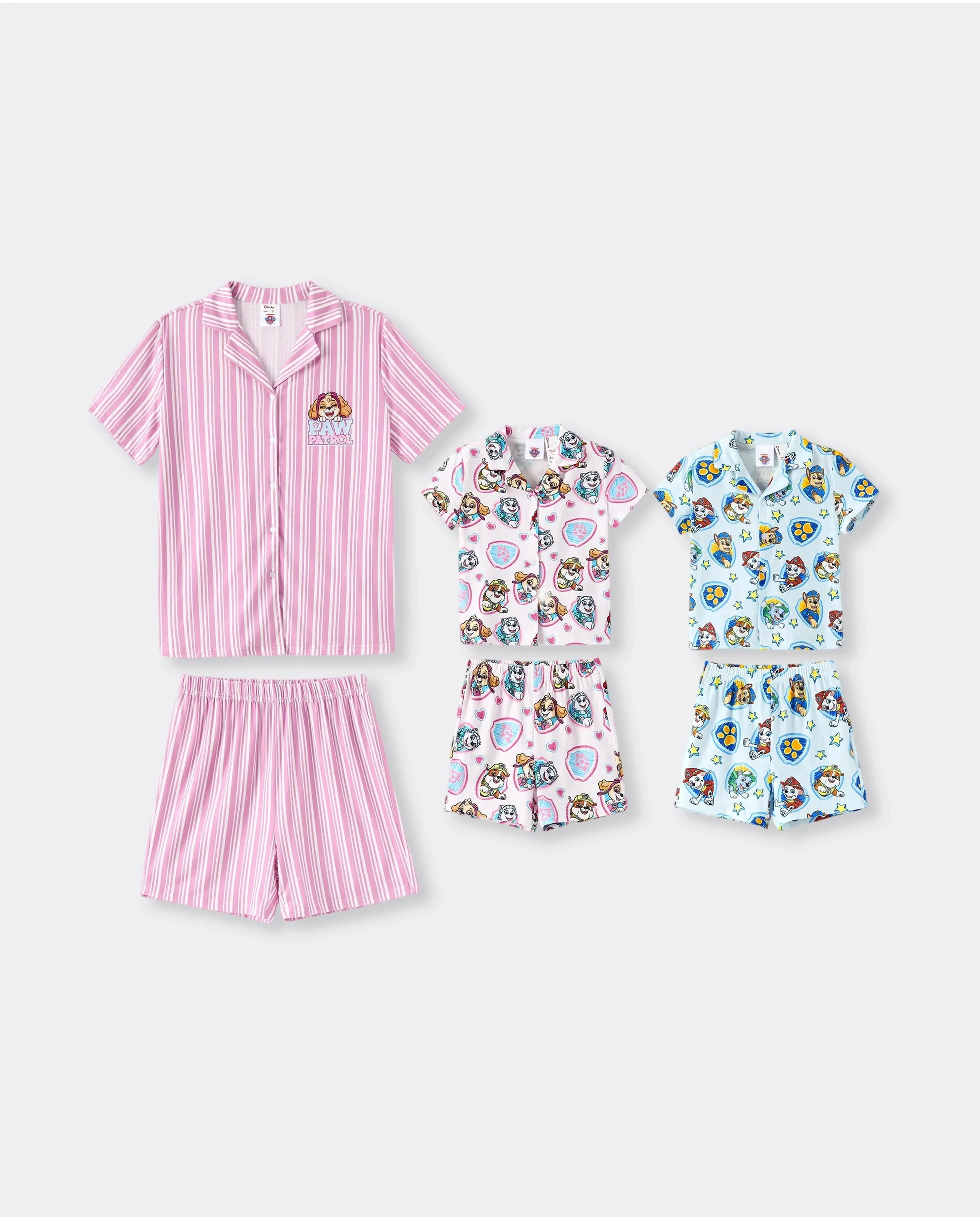 PAW Patrol Mommy & me Casual Stripe Lapel Pajamas Sets with Flame Resistant Color block