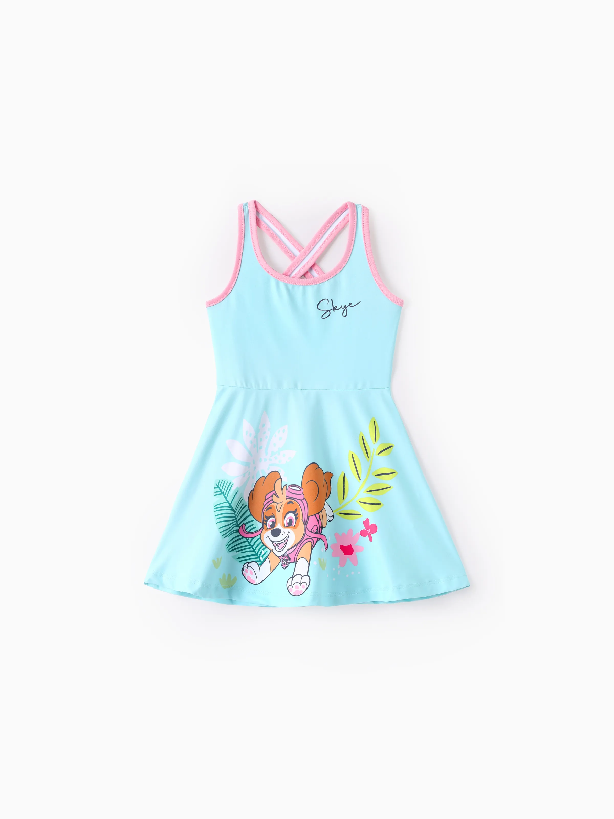 PAW Patrol Toddler/Kid Girl Floral Crisscross Back Dress Turquoise