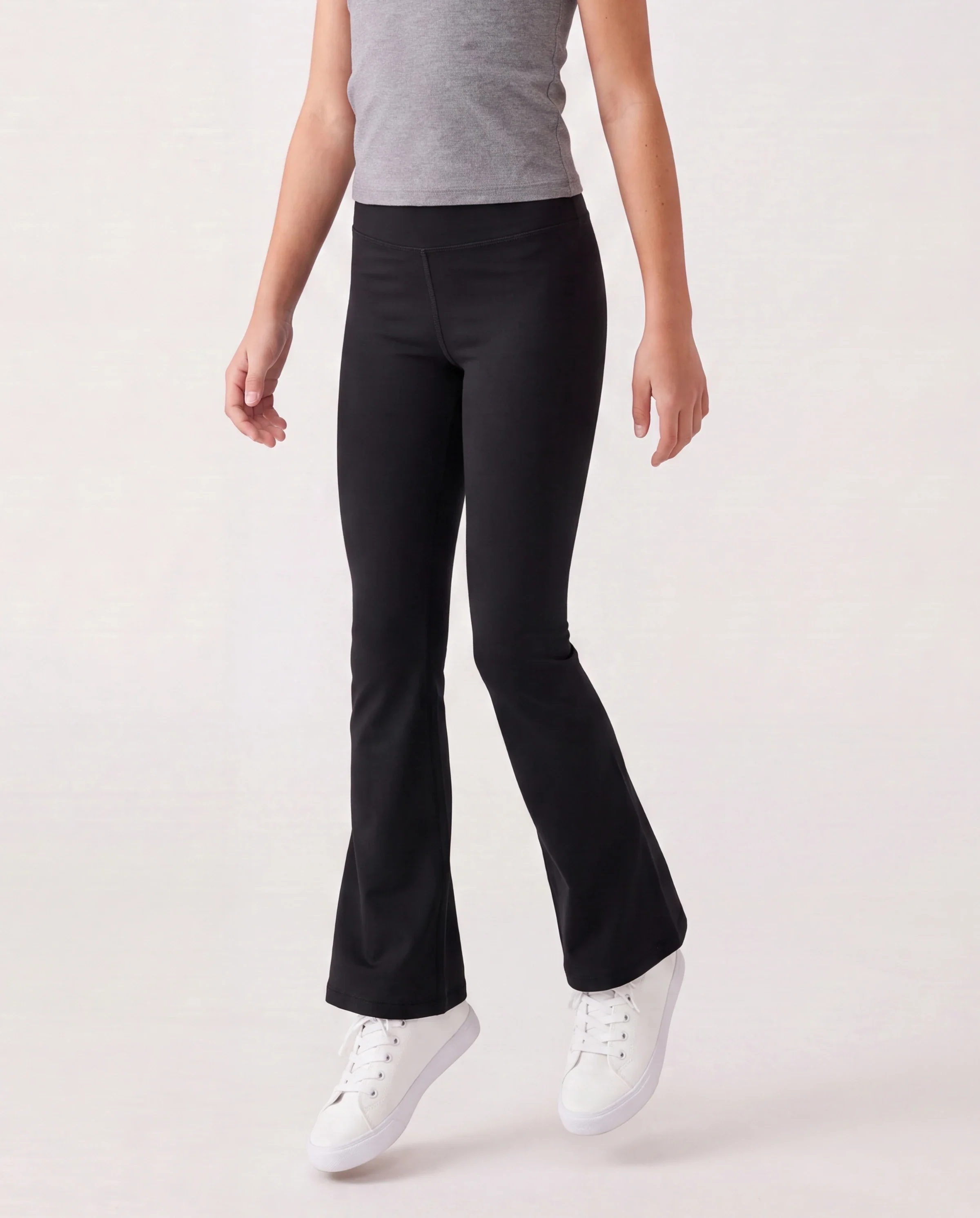 Girl's Leggings High-Waist Flared Yoga Pants with Complimentary Matching Scrunchie Black