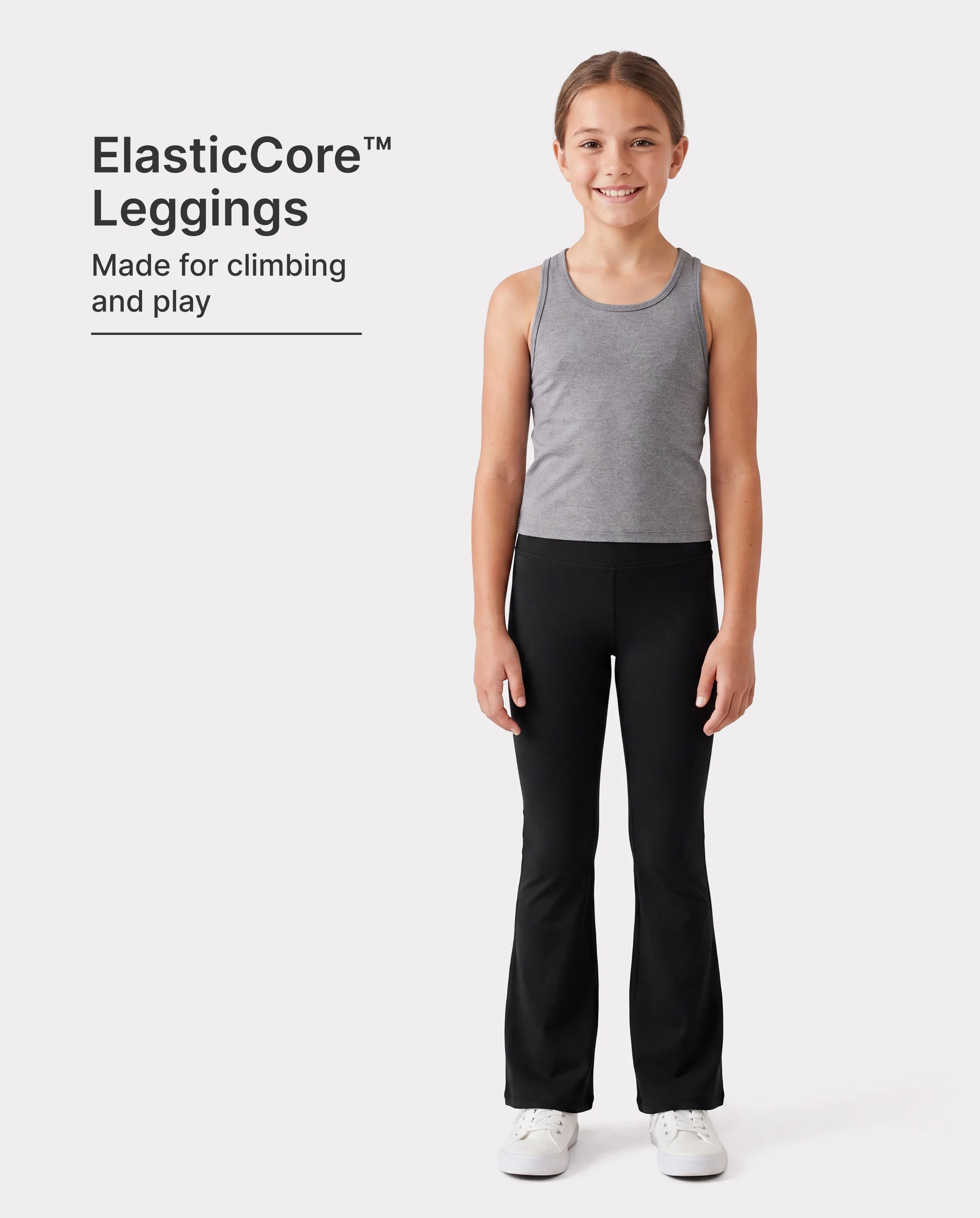 Girl's Leggings High-Waist Flared Yoga Pants with Complimentary Matching Scrunchie Black - Image 2