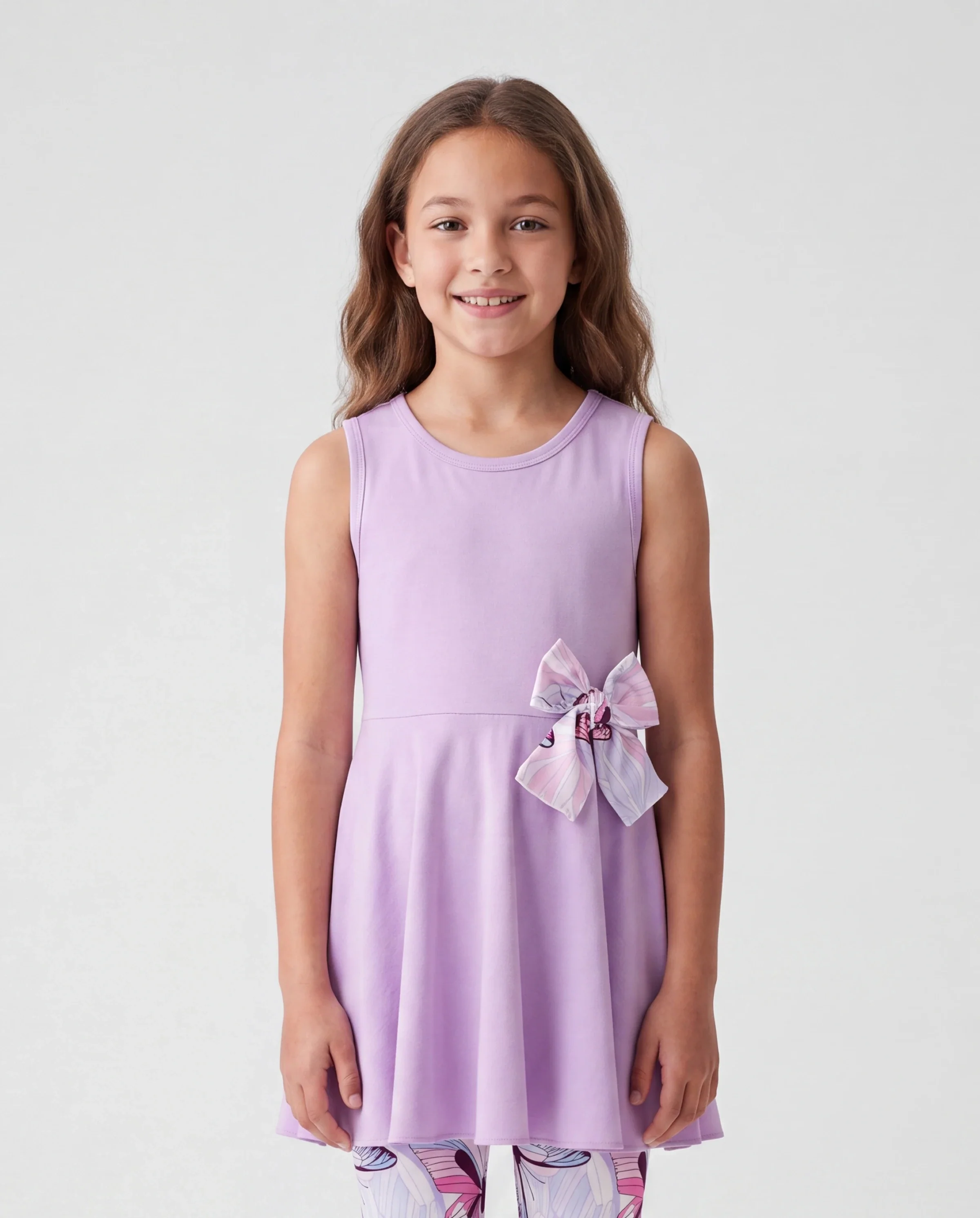 Toddler/Kid Girl 2pcs Tunie Top and Leggings Set Purple - Image 3