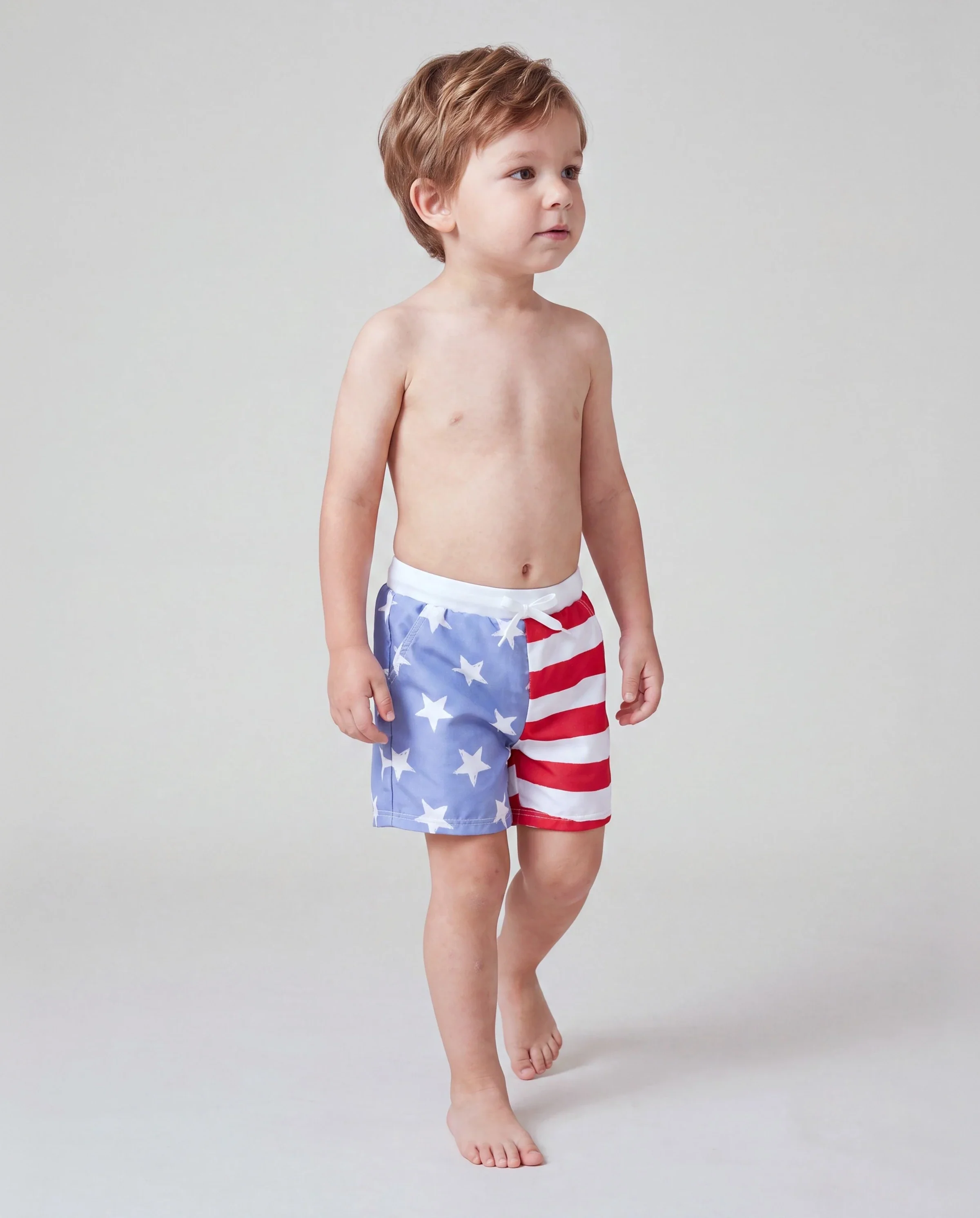Toddler Boy Independence Day 4th of July Patriotic Swimwear Stars Stripes Board Shorts Blue - Image 3