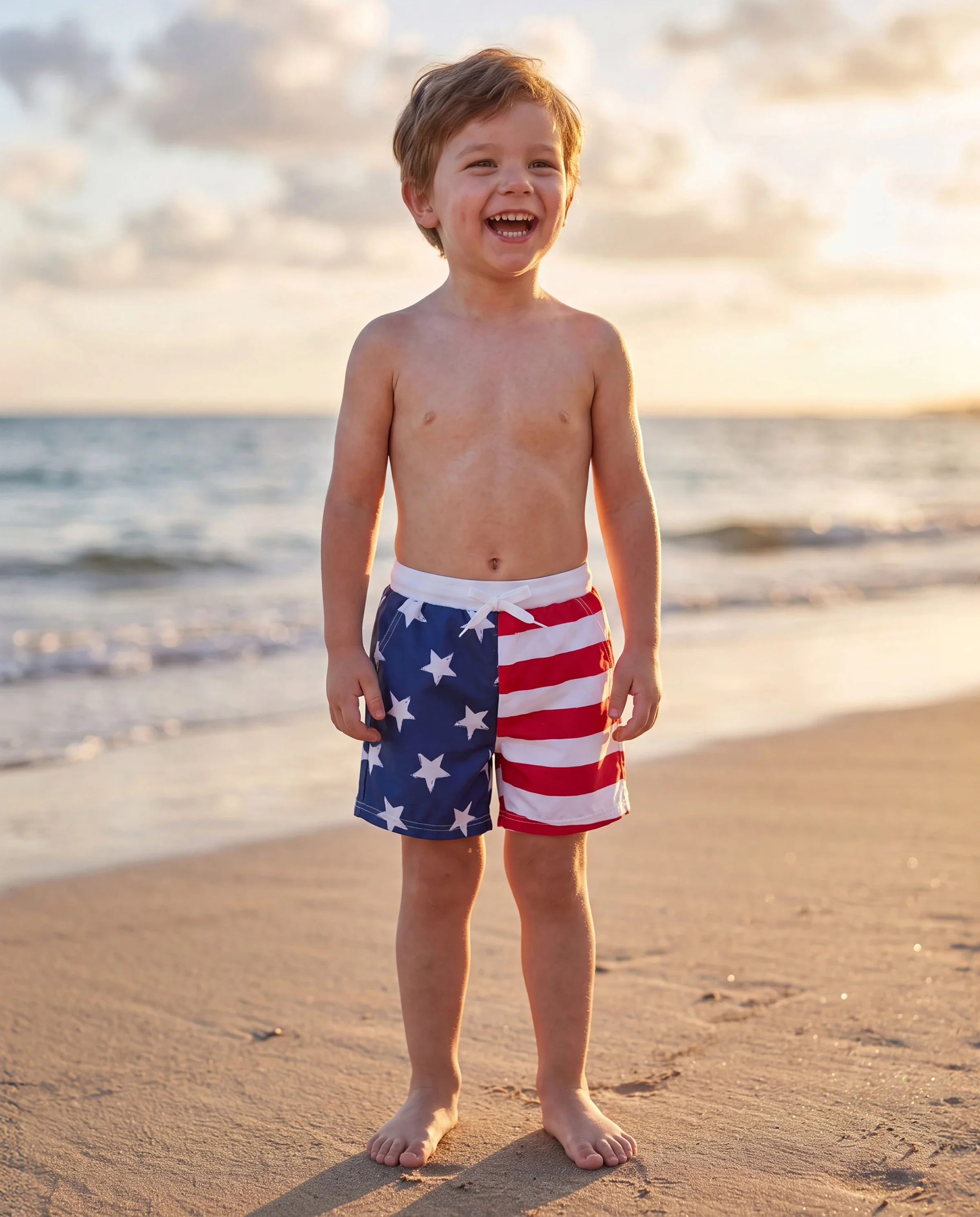 Toddler Boy Independence Day 4th of July Patriotic Swimwear Stars Stripes Board Shorts Blue - Image 8