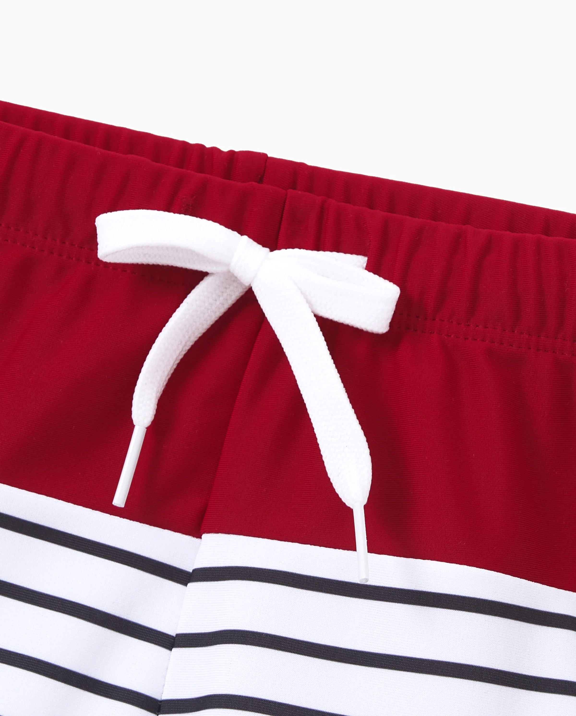 Toddler Boy Swimsuits Red Striped Colorblock Swim Trunks Matching Beachwear Outfits for Summer, Cruise, Vacation Red - Image 5