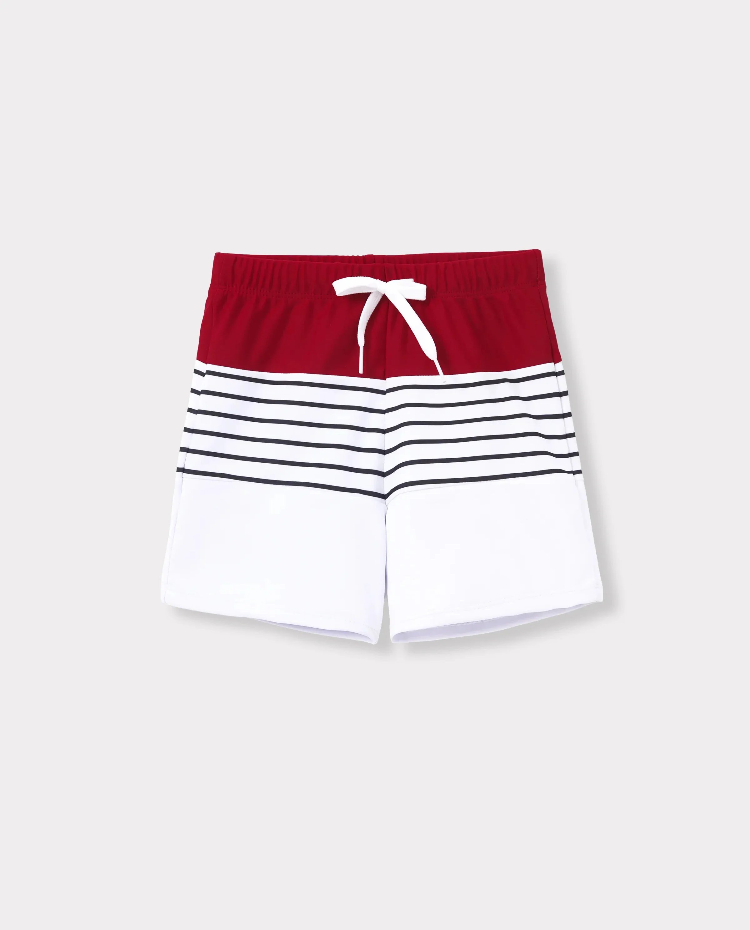 Toddler Boy Swimsuits Red Striped Colorblock Swim Trunks Matching Beachwear Outfits for Summer, Cruise, Vacation Red - Image 7