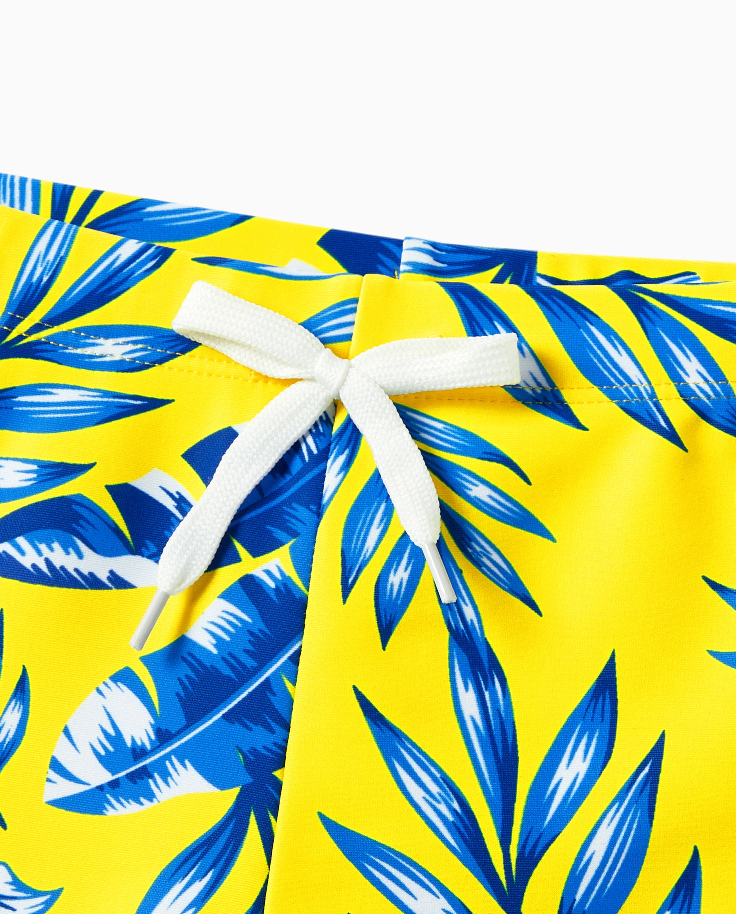 Toddler Boy Yellow Leaf Print Swim Trunks Yellow - Image 5