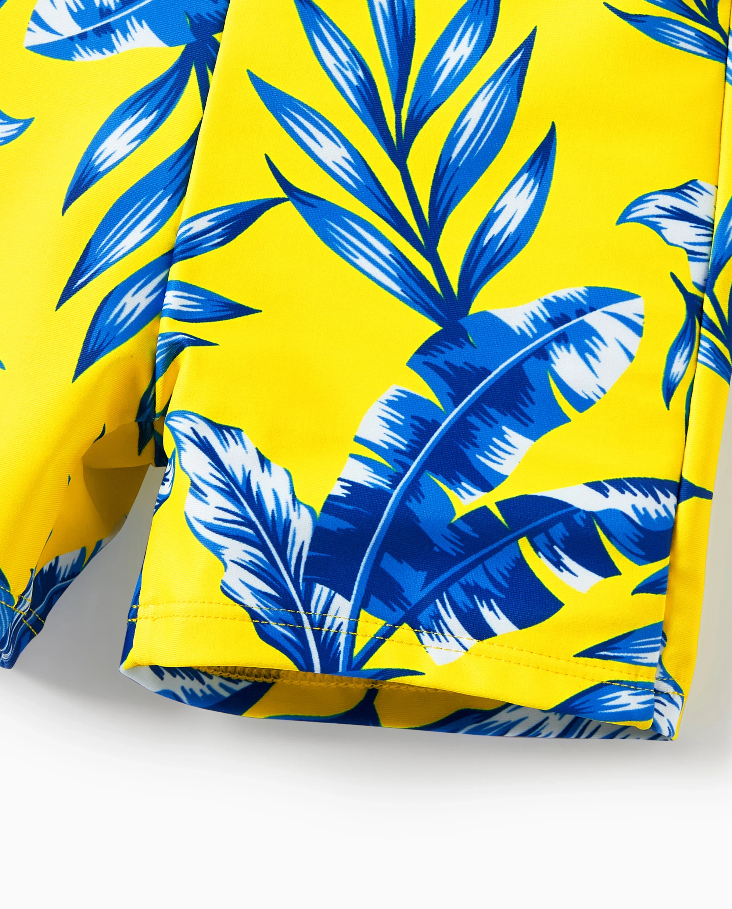 Toddler Boy Yellow Leaf Print Swim Trunks Yellow - Image 6