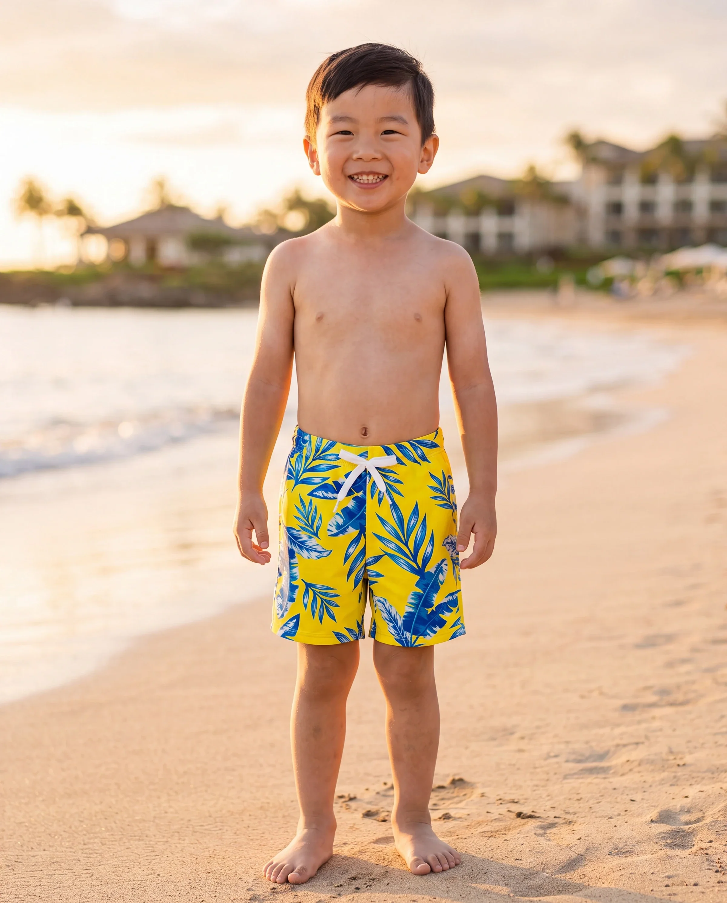 Toddler Boy Yellow Leaf Print Swim Trunks Yellow - Image 8