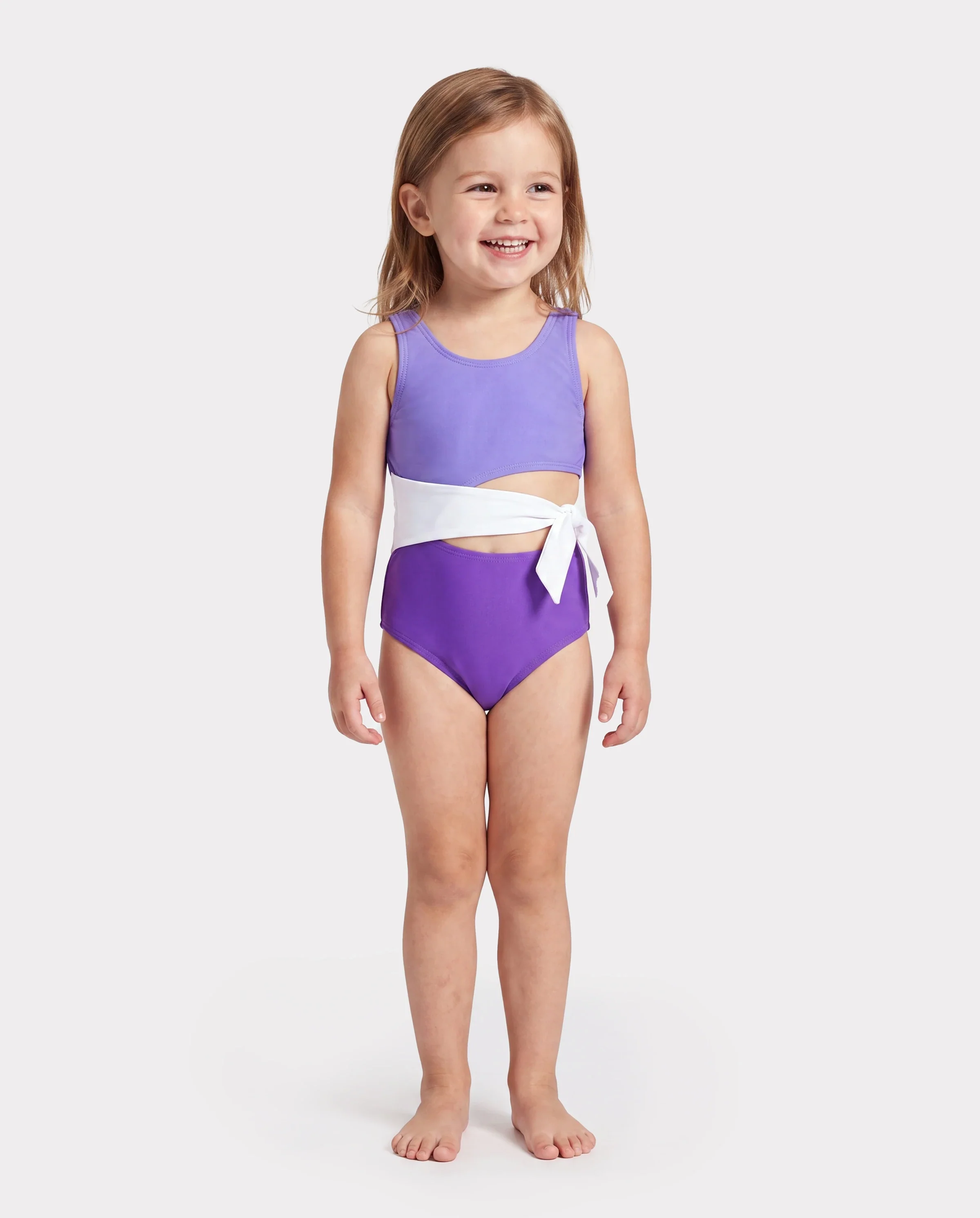 Toddler Girl Color-block Side Knot One-Piece Swimsuit (Quick-Dry) ColorBlock