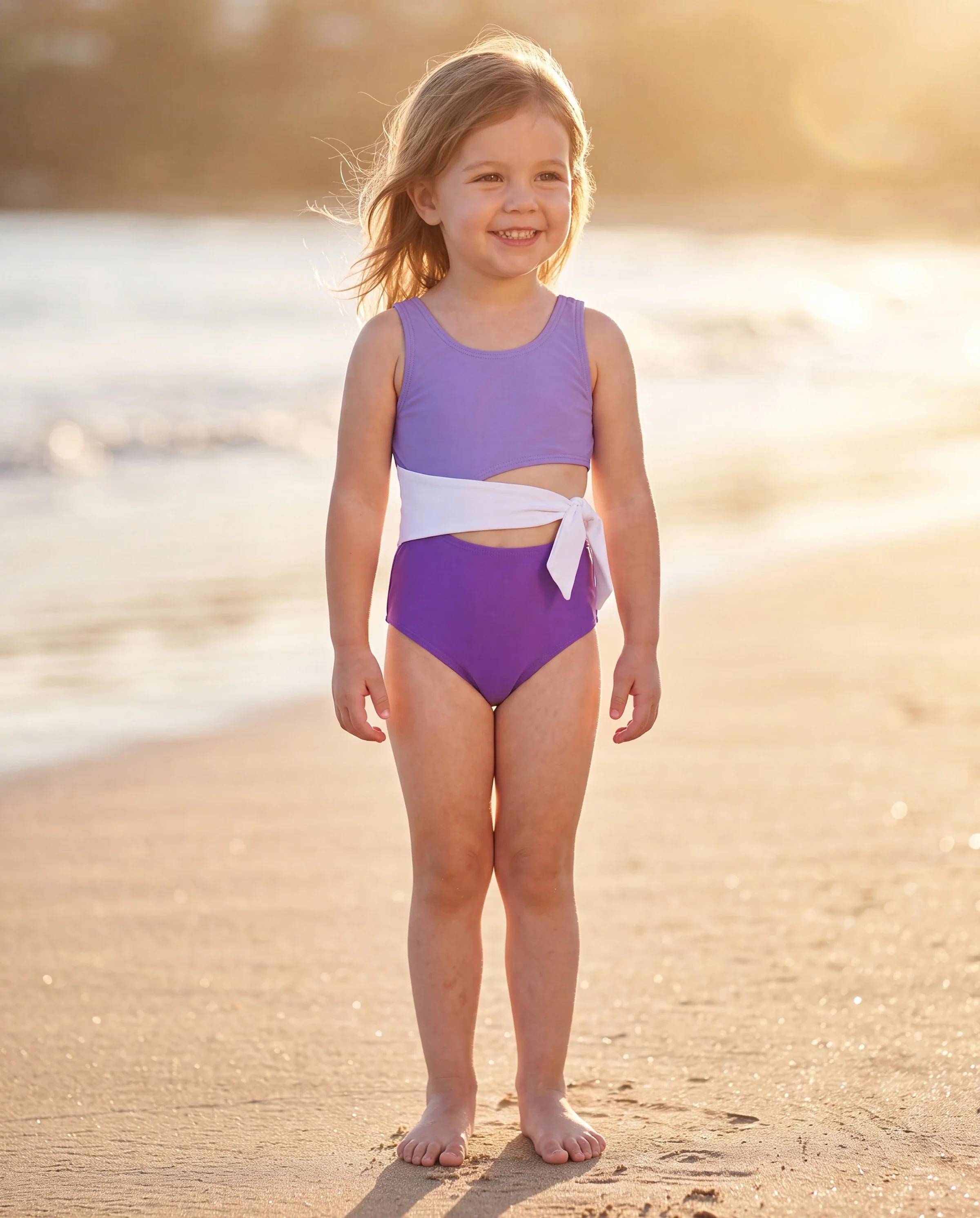 Toddler Girl Color-block Side Knot One-Piece Swimsuit (Quick-Dry) ColorBlock - Image 8