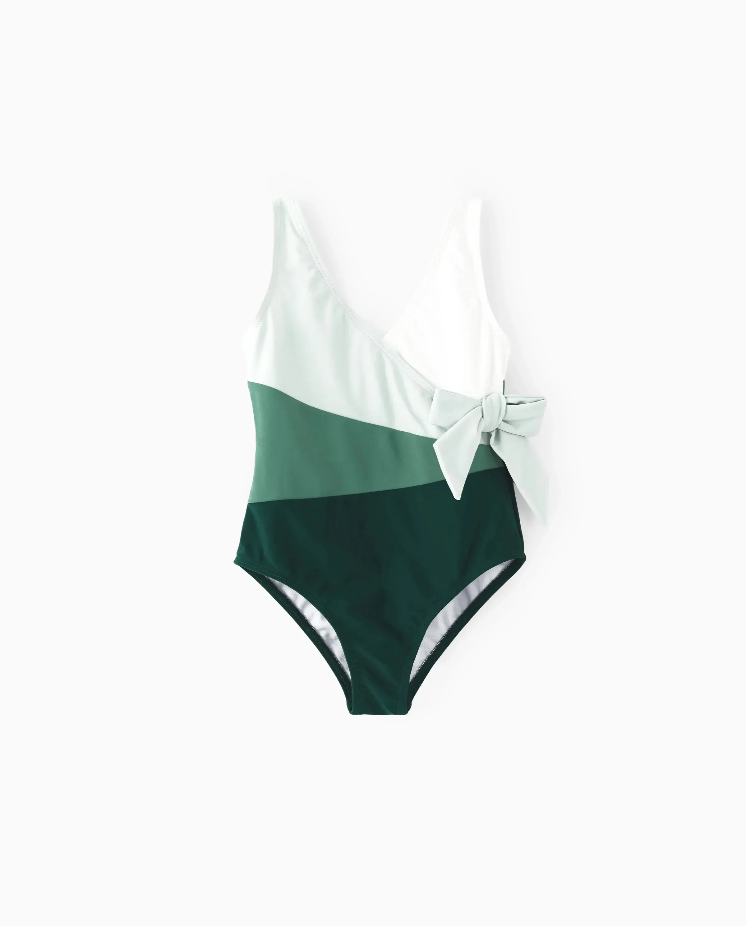 Toddler Girl Colorblock Wrap Side V-Neck Swimsuit MultiColour - Image 7