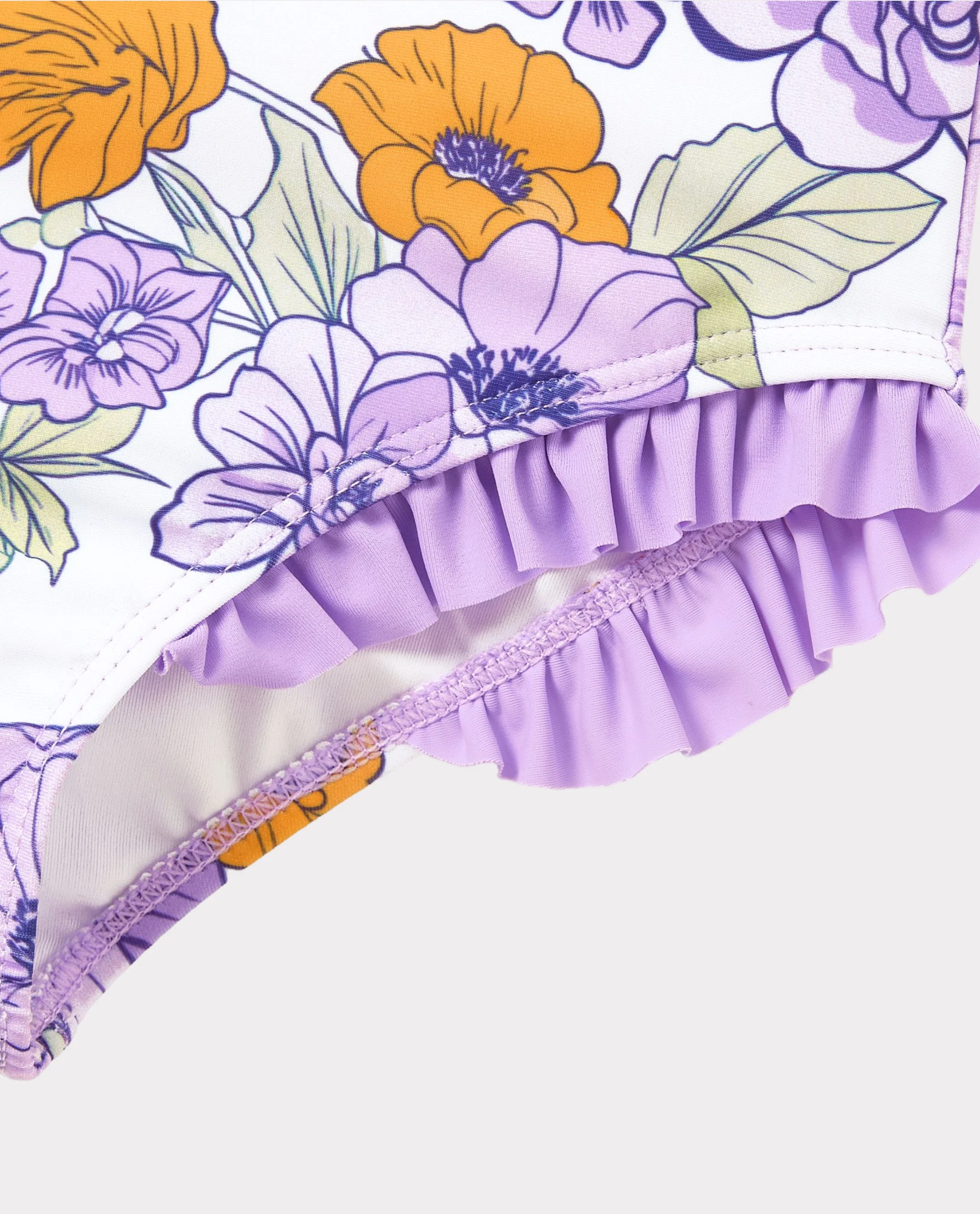 Toddler Girl Floral Print Swimsuits Ruffled One-Piece Bathing Suit Purple - Image 6