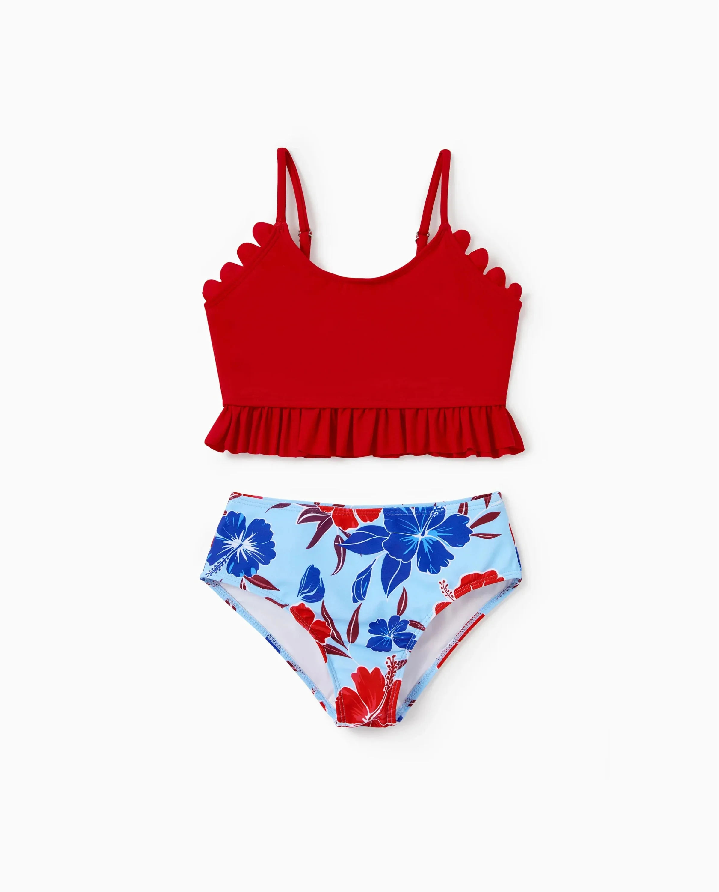 Toddler Girl Swimwear Floral Print Bikini Set for Girl, Perfect for Summer Beach Days & Pool Parties Red - Image 7