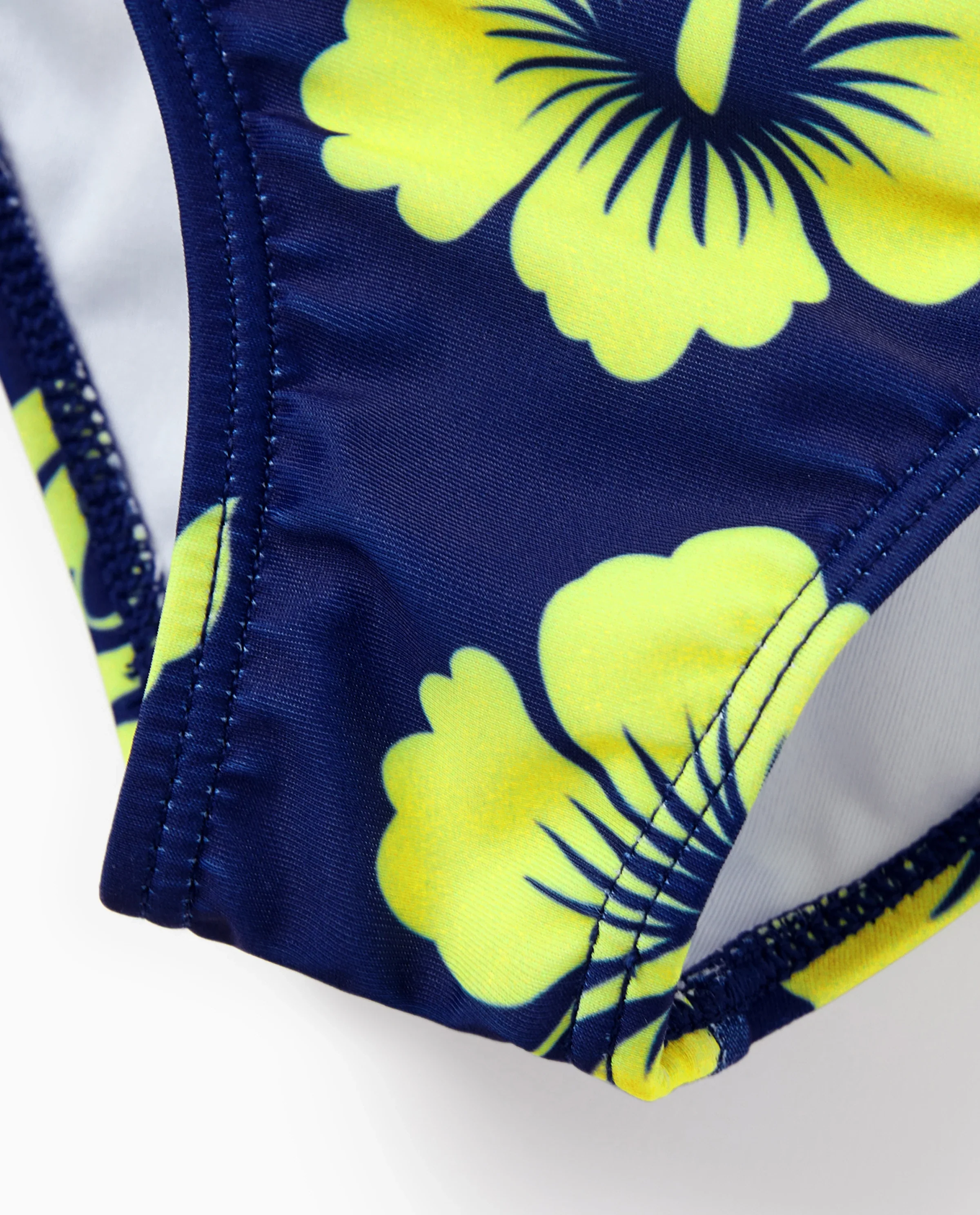 Toddler Girl Tropical Floral Swimsuits Halter Bikini Deep Blue - Image 5