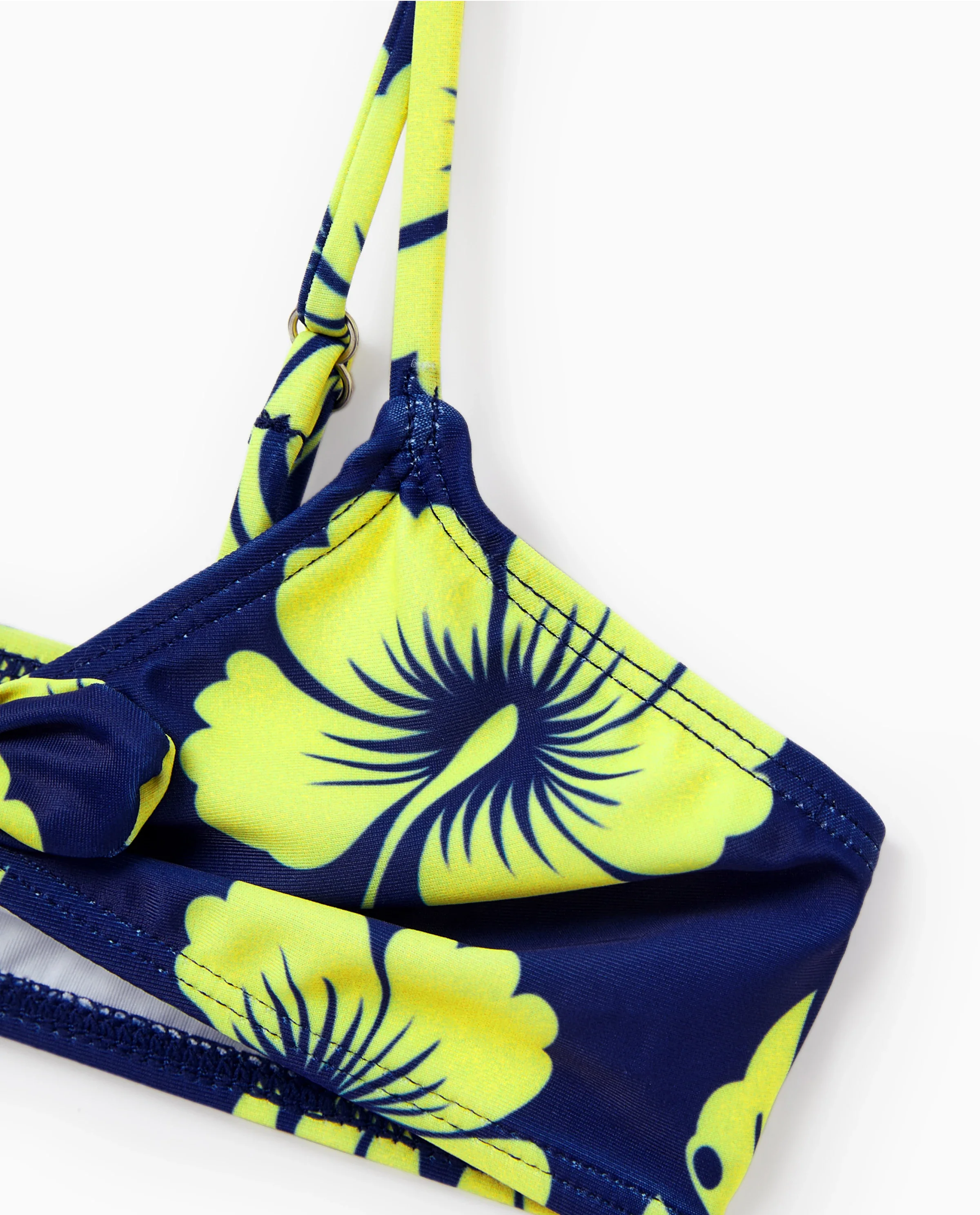 Toddler Girl Tropical Floral Swimsuits Halter Bikini Deep Blue - Image 6