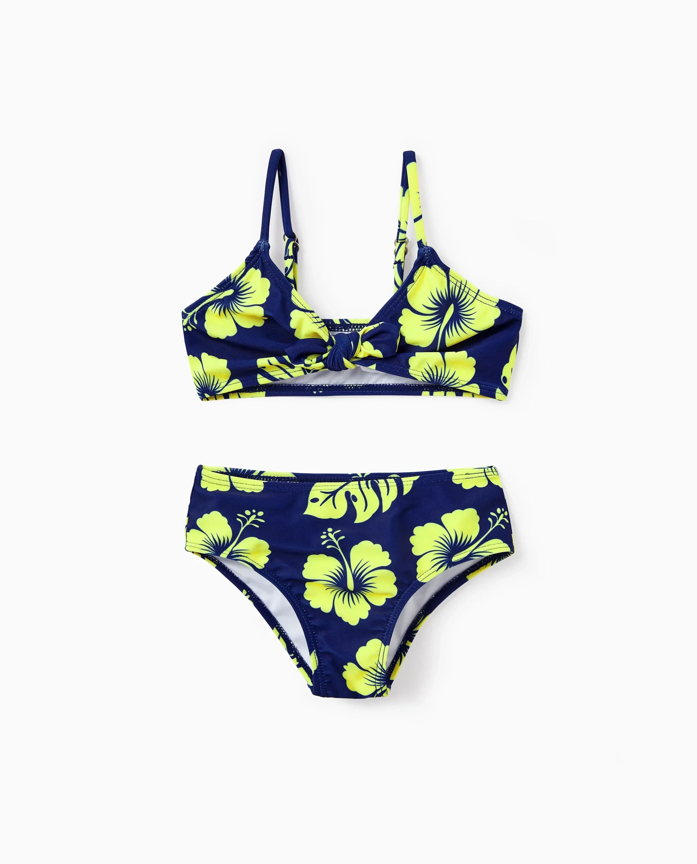 Toddler Girl Tropical Floral Swimsuits Halter Bikini Deep Blue - Image 7