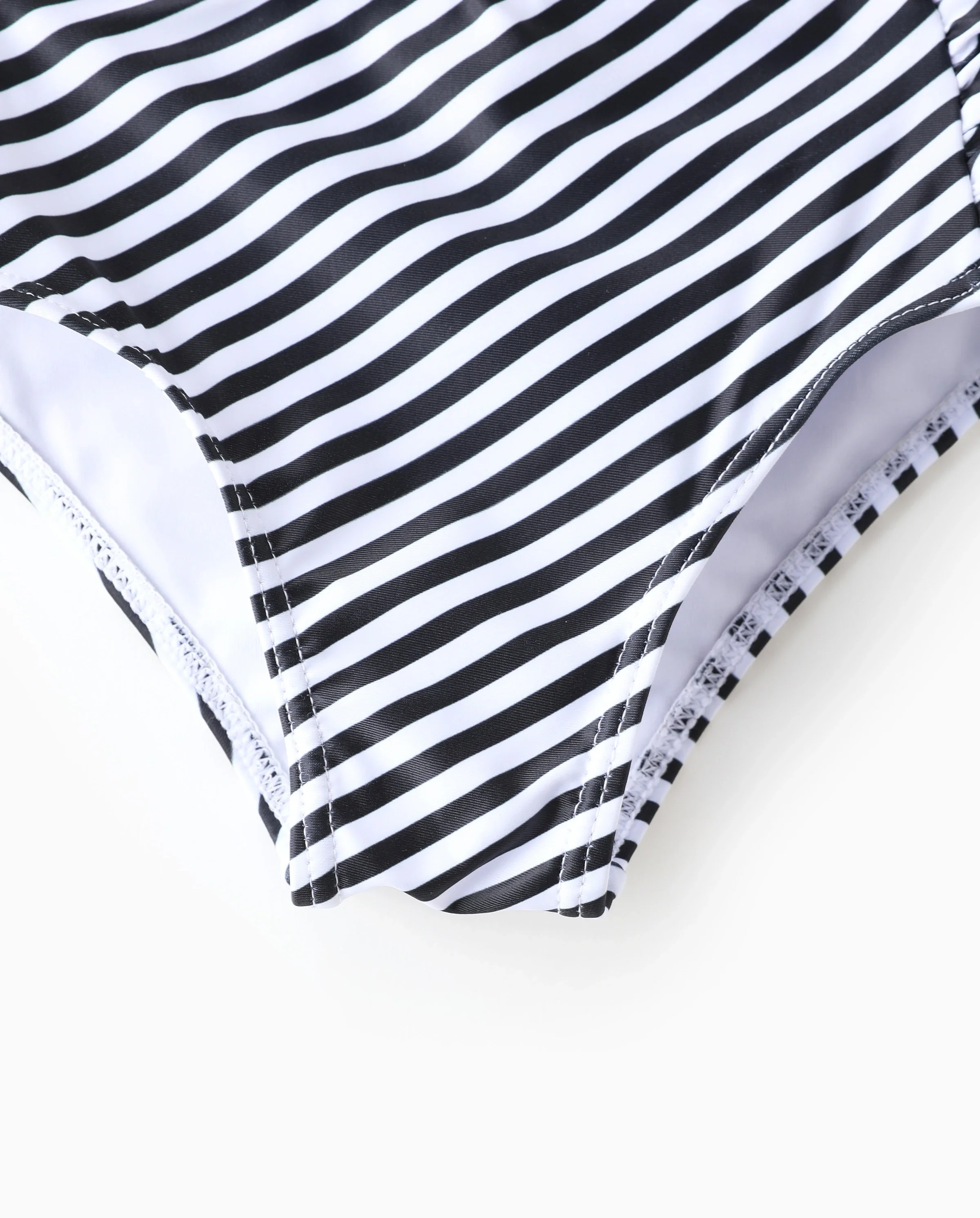 Toddler Girl Vertical Stripe Drawstring Besties Printed Crop Tank Bikini Khaki - Image 6