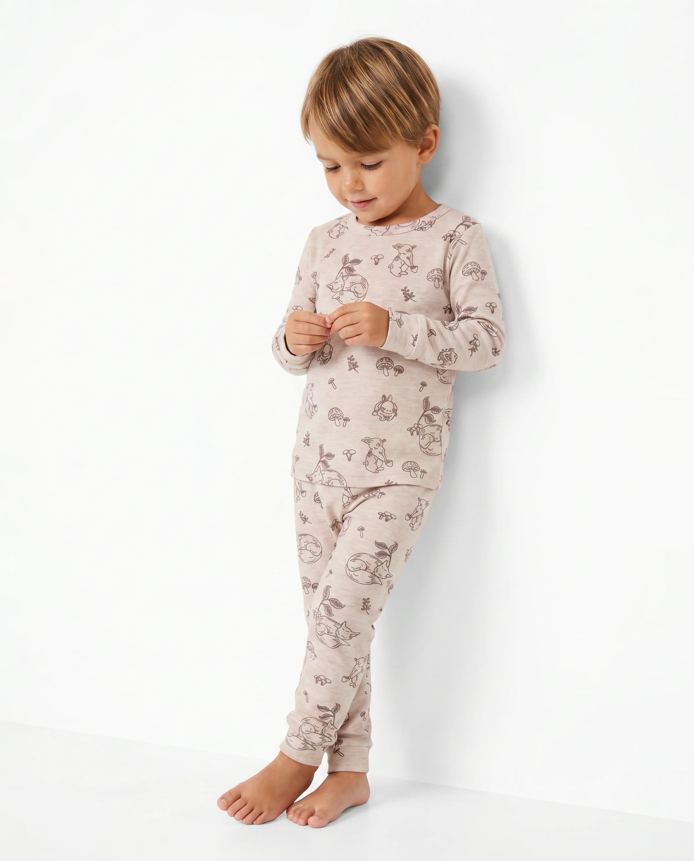 Toddler / Kids 2-piece Pajamas With Animal Print ( Snug-Fitting ) Apricot - Image 2