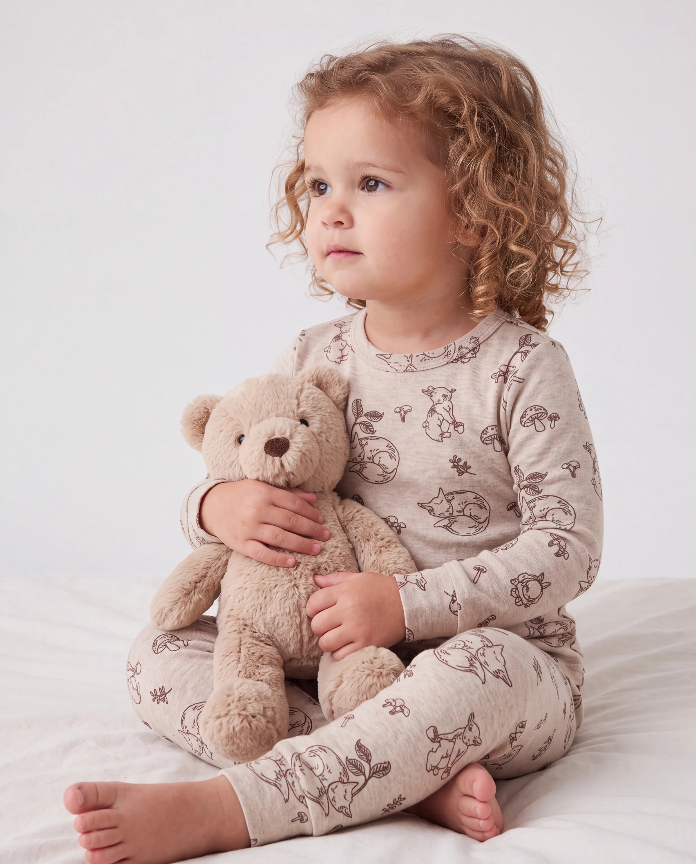 Toddler / Kids 2-piece Pajamas With Animal Print ( Snug-Fitting ) Apricot - Image 3